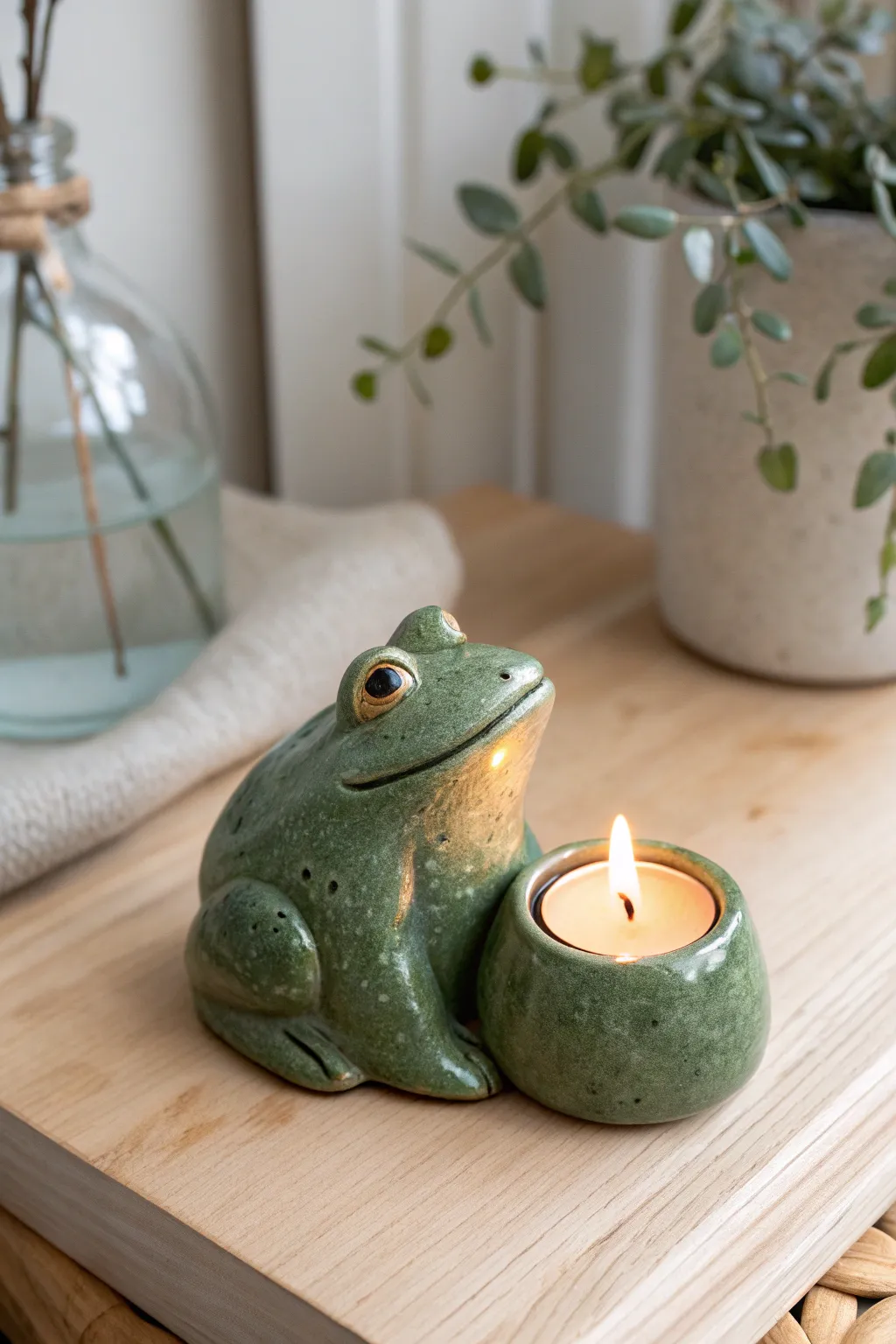 Make a cozy Frog Tealight Buddy: simple clay charm with warm glow for any shelf.