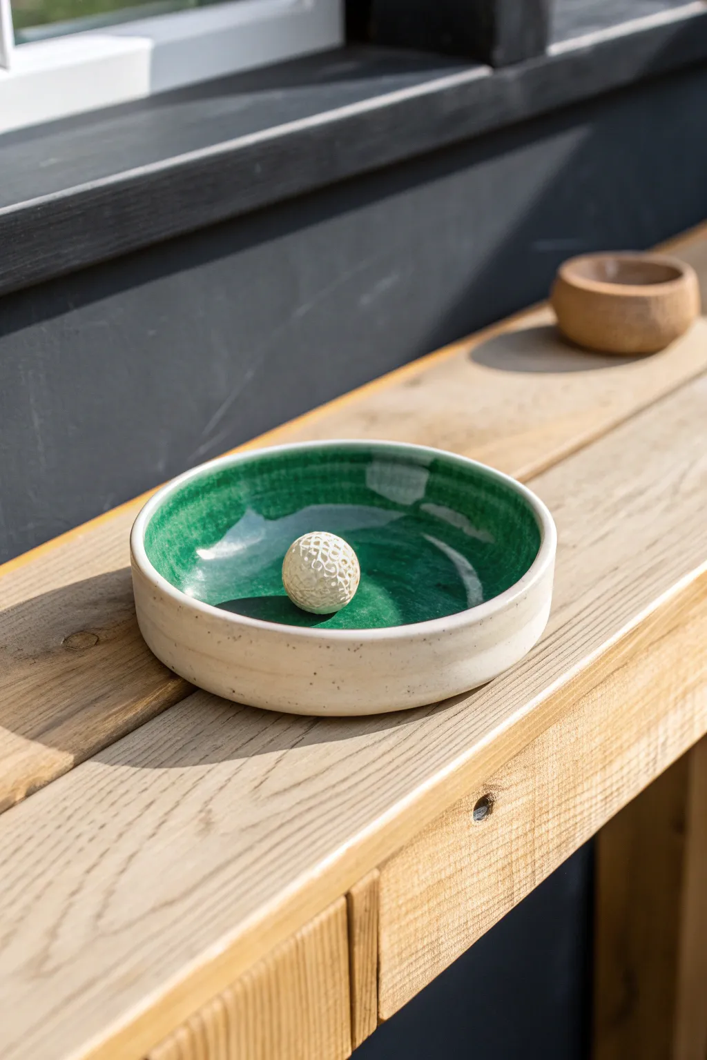 Mini putting green trinket dish, a clever handmade clay gift for golf lovers and desk drops.