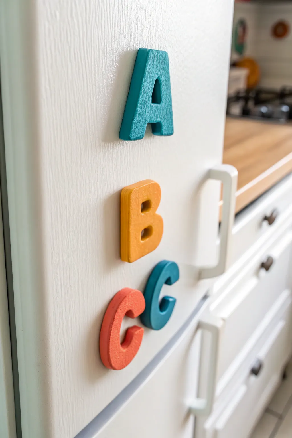 Cheerful handmade clay letter magnets, simple and bold, perfect first sculpting project.