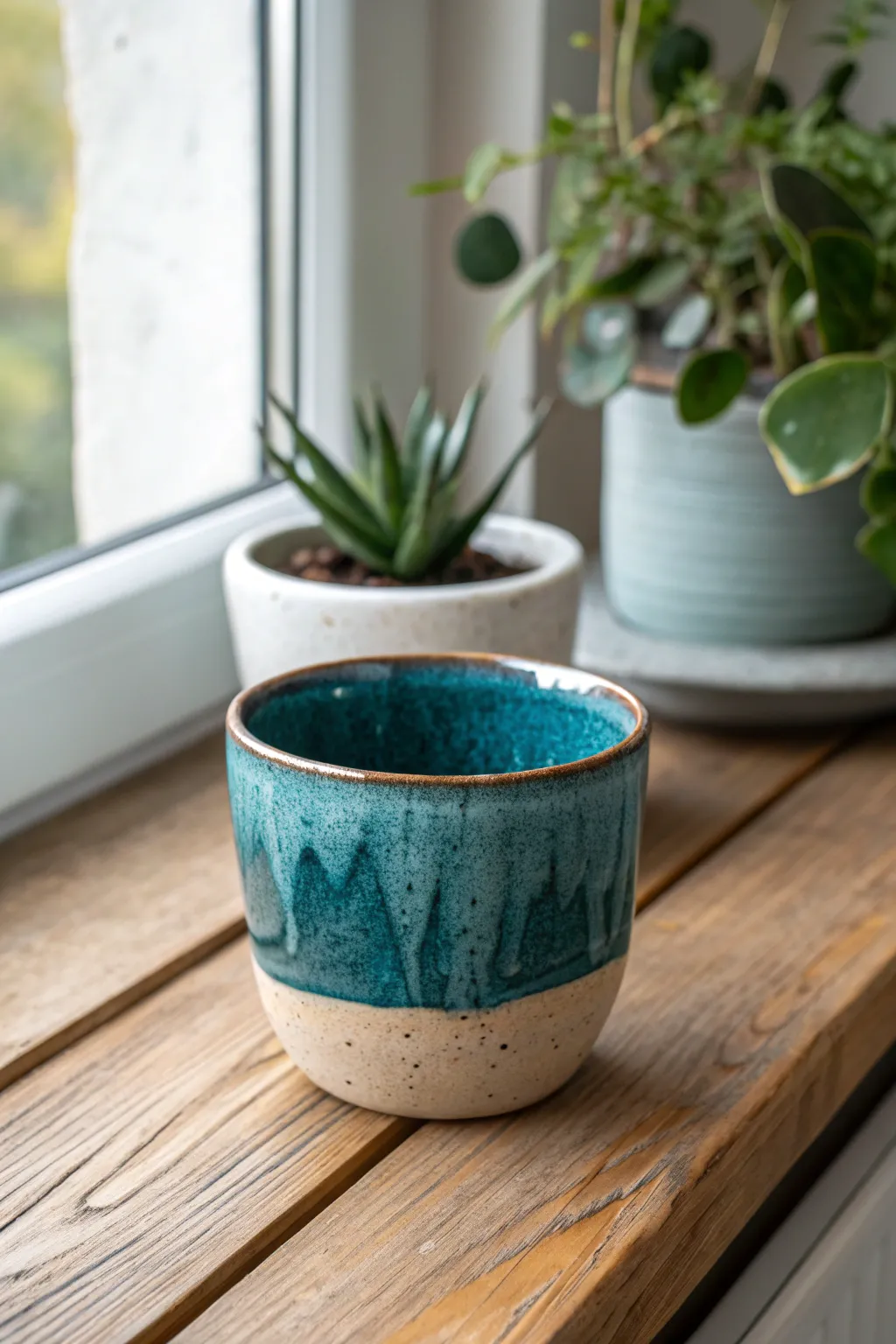 Crawling glaze islands in deep teal, revealing warm clay gaps for a bold cracked texture