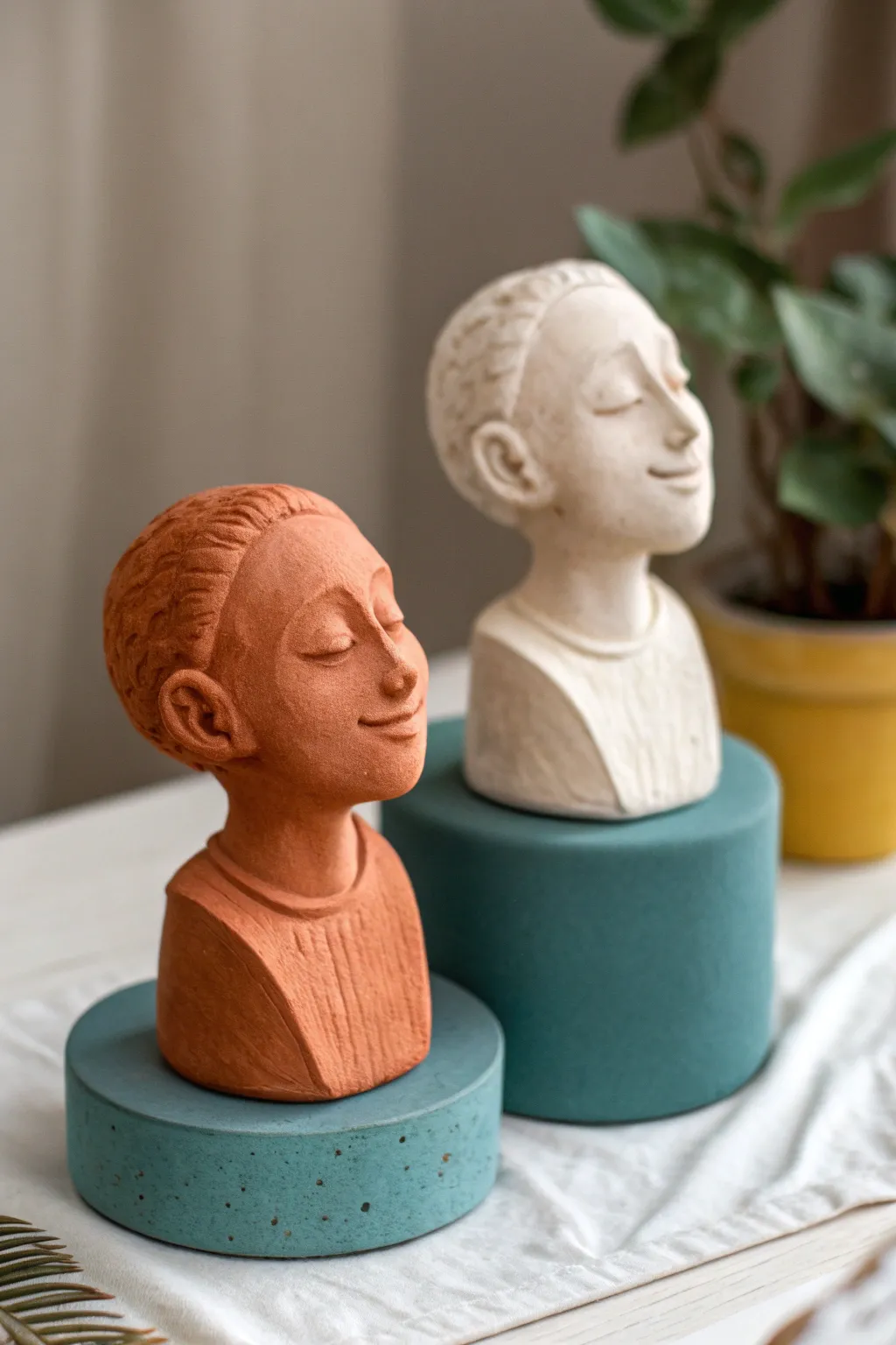 Me vs. You mini portrait busts: a fun couples clay challenge with bold color and simple charm.