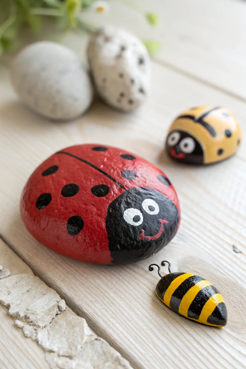Pocket Pet Rocks: paint simple clay pebbles into tiny ladybug buddies kids can collect and trade.