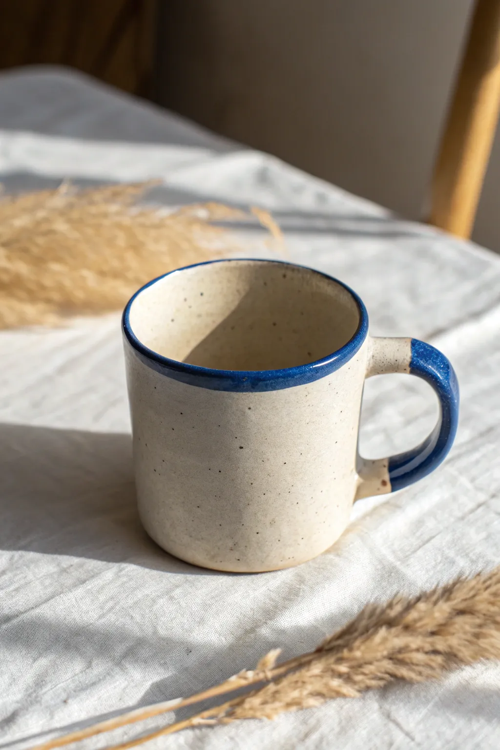 Minimal mug, maximum impact: a bold cobalt handle adds an instant DIY color-pop upgrade.