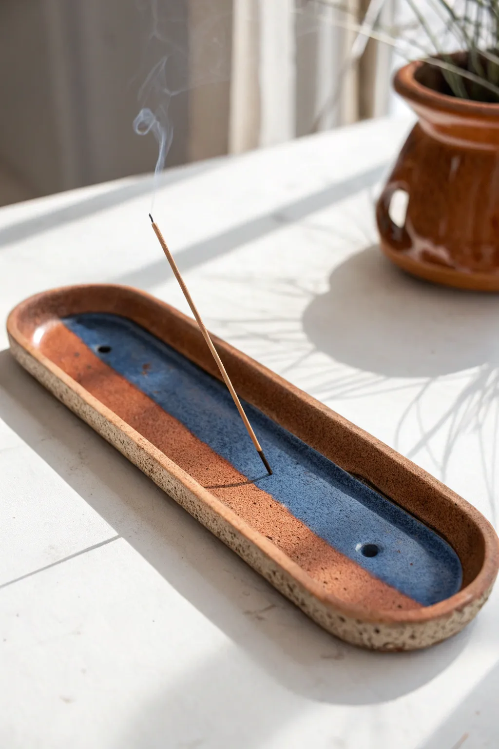 Minimalist clay incense tray with ash catch, a calming functional project for your home.