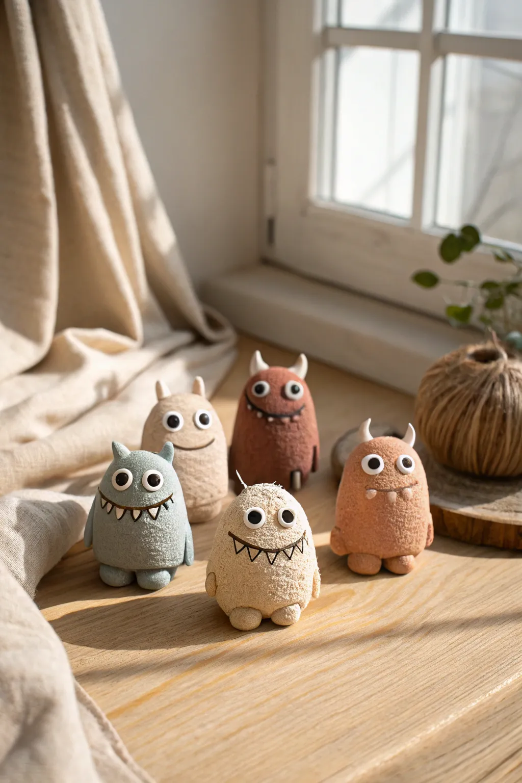 Mini monster family: easy air-dry clay figurines with bold color pops and goofy faces