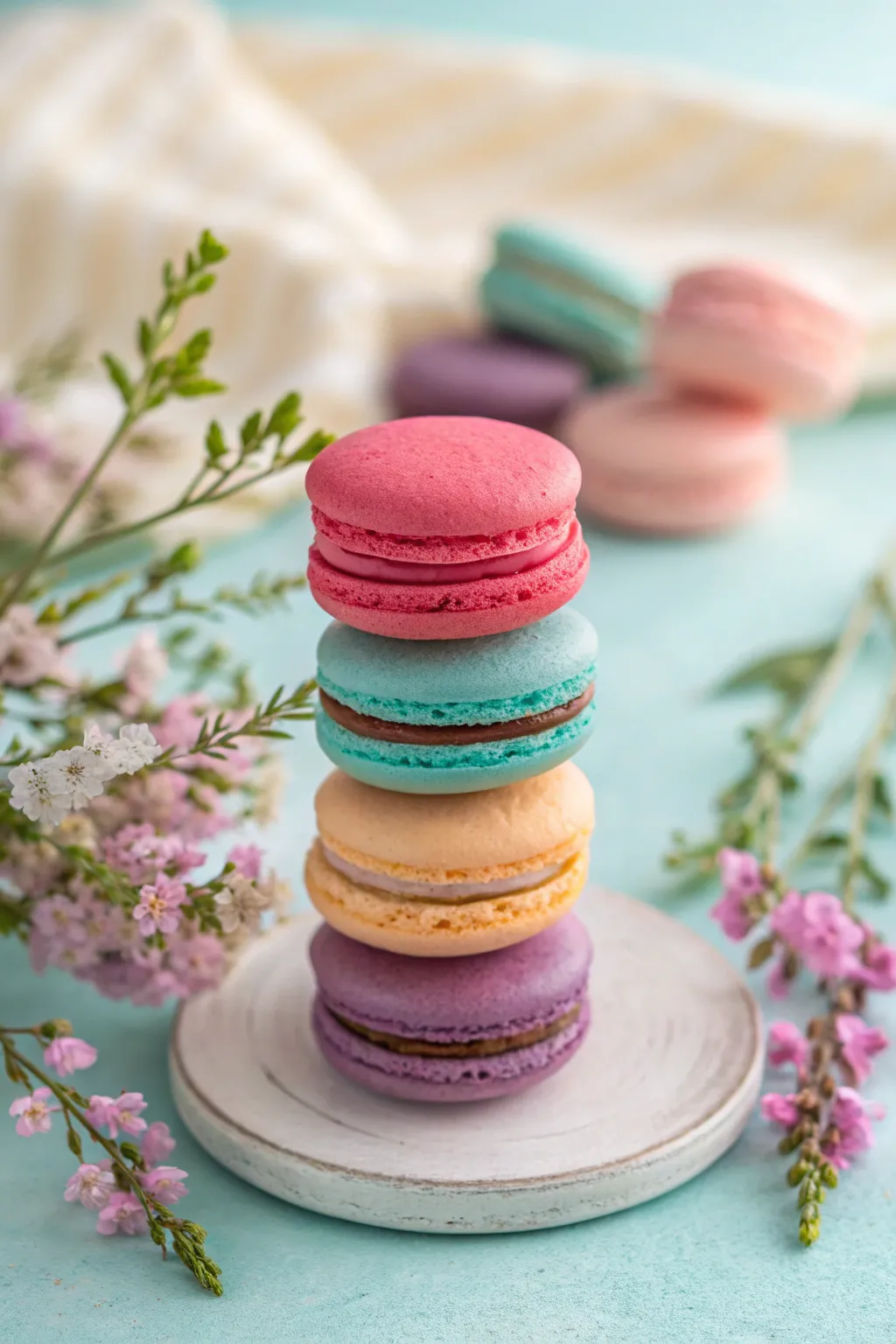 Stackable plasticine macaron tokens in bold colors, a minimalist desk decor idea.