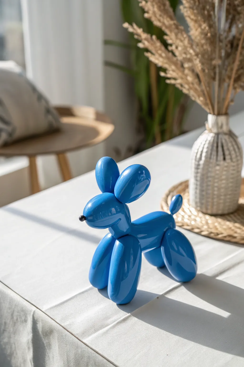 Cute balloon dog minis in bold color, simple shapes, and a clean Scandinavian tabletop scene.