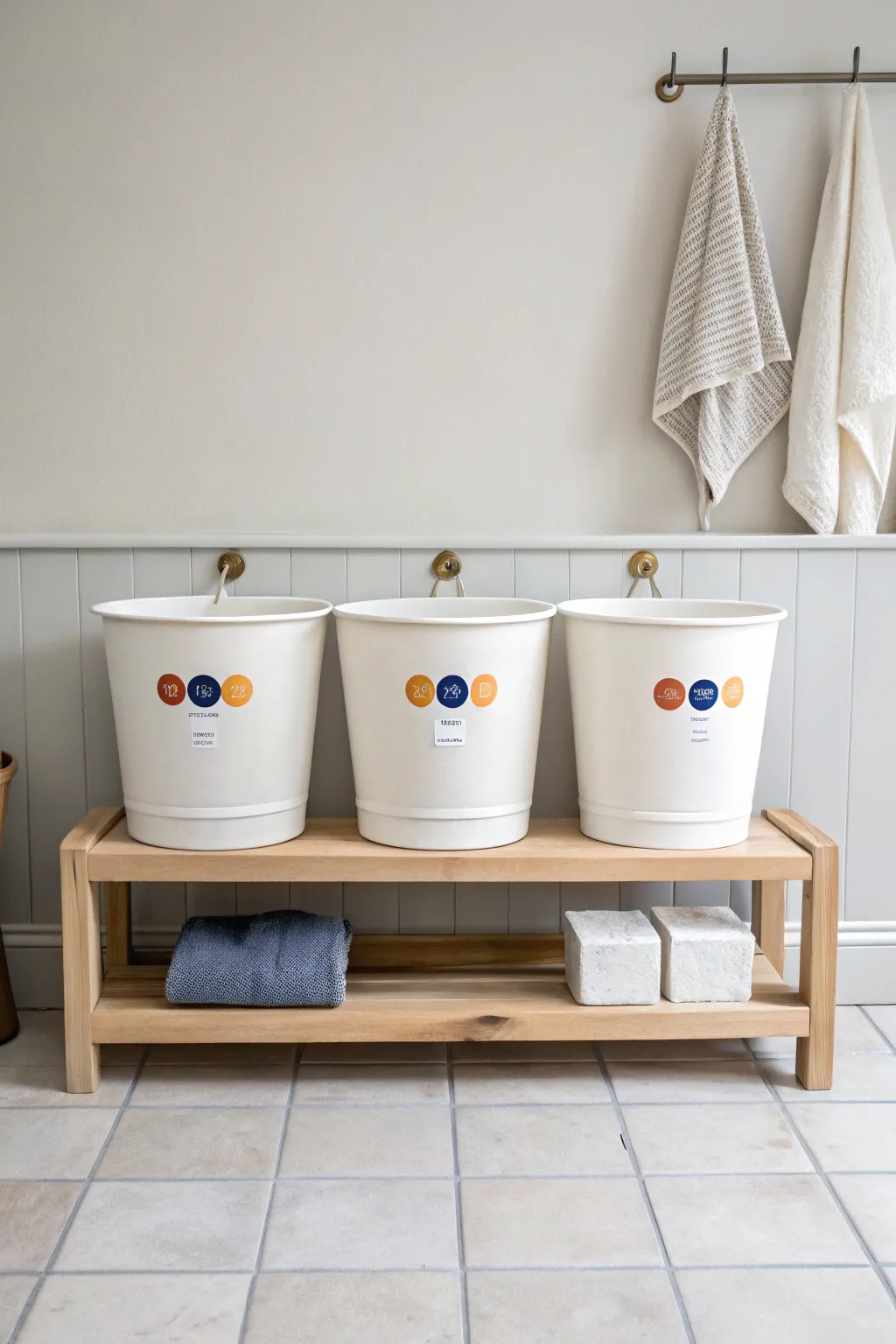 Simple three bucket cleanup station keeps your pottery studio tidy, stylish, and ready to work