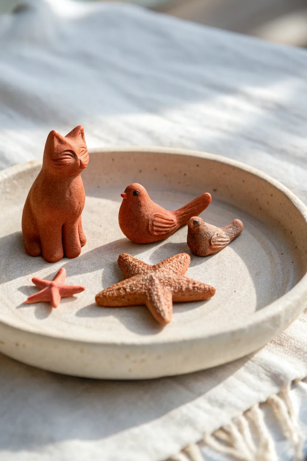 Single-tone red clay animal minis in warm terracotta, minimalist and bold for easy handmade charm.