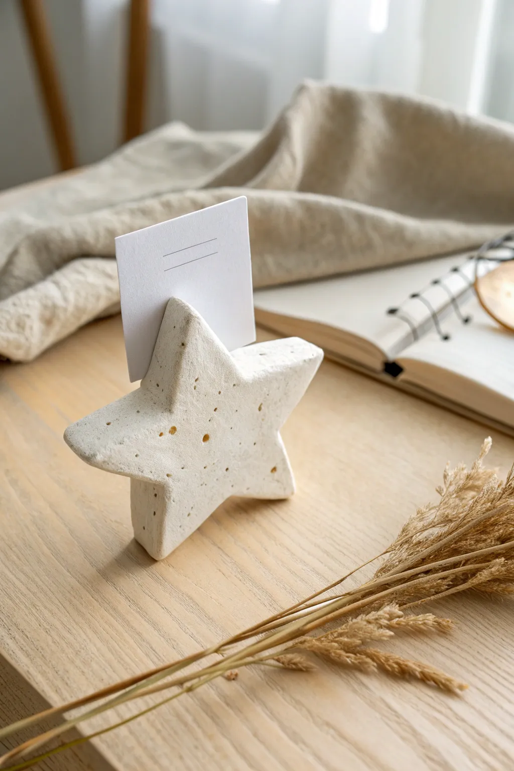 Make a tiny air-dry clay star photo holder to display kids art or mini photos beautifully.