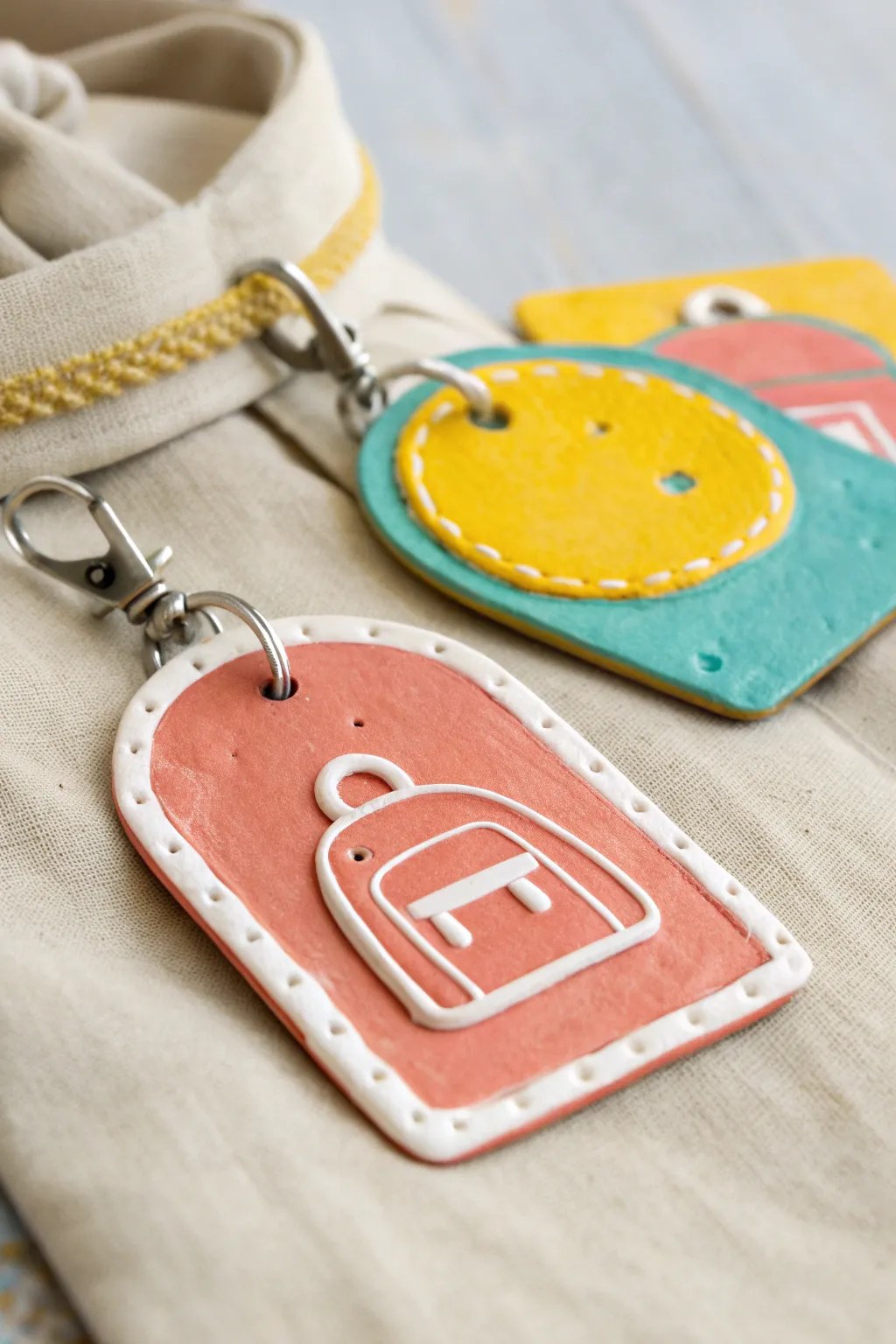 Bright, simple air-dry clay backpack tags kids can make fast—minimalist, cute, and durable