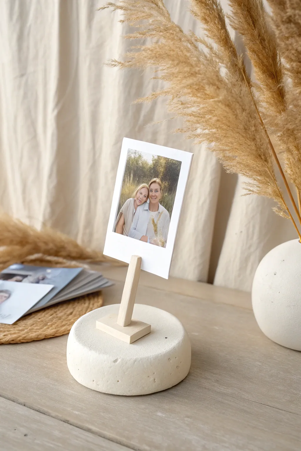Simple air-dry clay photo holder stand, a heartfelt Mothers Day keepsake for any home