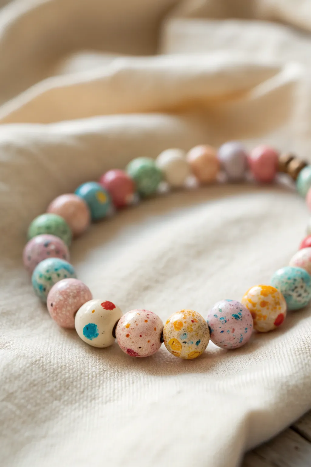 Confetti clay bead bracelet in a playful mix of colors, minimal styling and crisp detail.