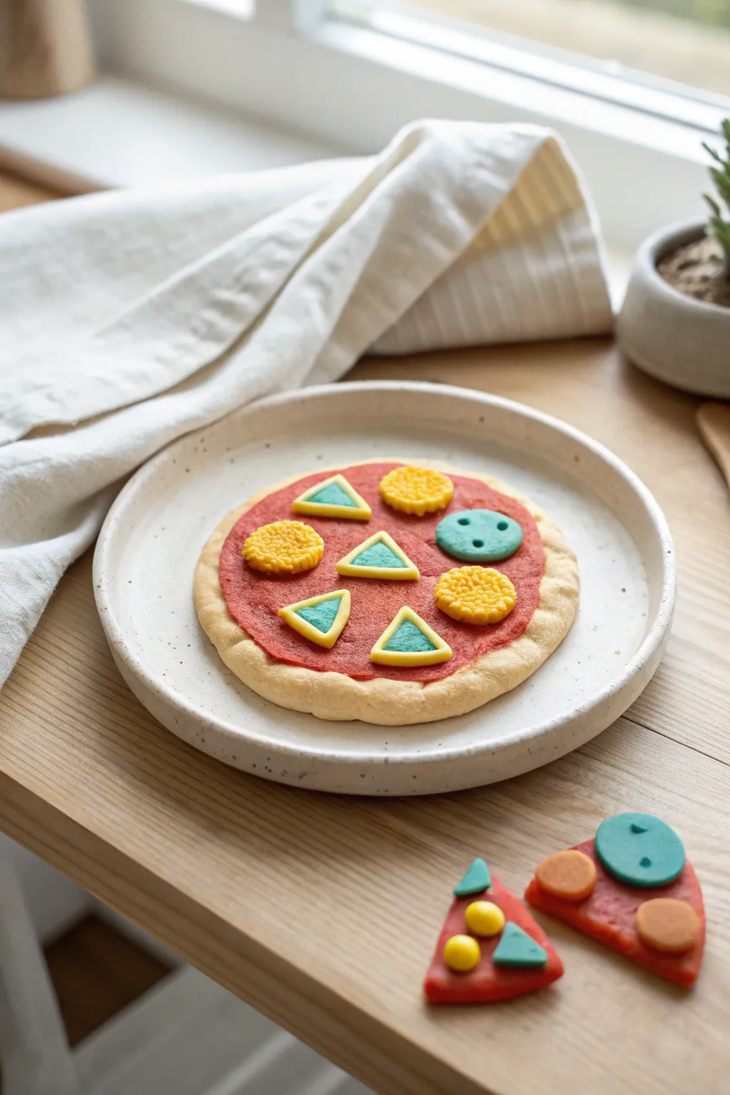 Toddler-friendly clay mini pizza play food with bold toppings, simple and sweet for pretend play.