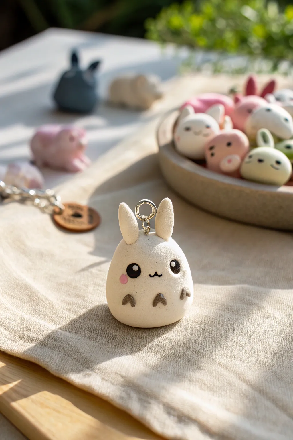 Plush-inspired mini clay character charms in soft pastels, perfect for cute DIY collections
