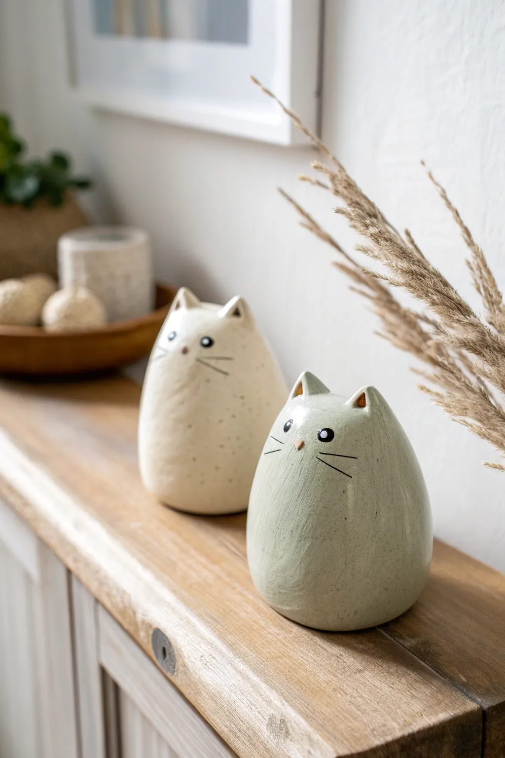 Make two matching chubby clay desk pets for couples, simple, cute, and perfectly coordinated.