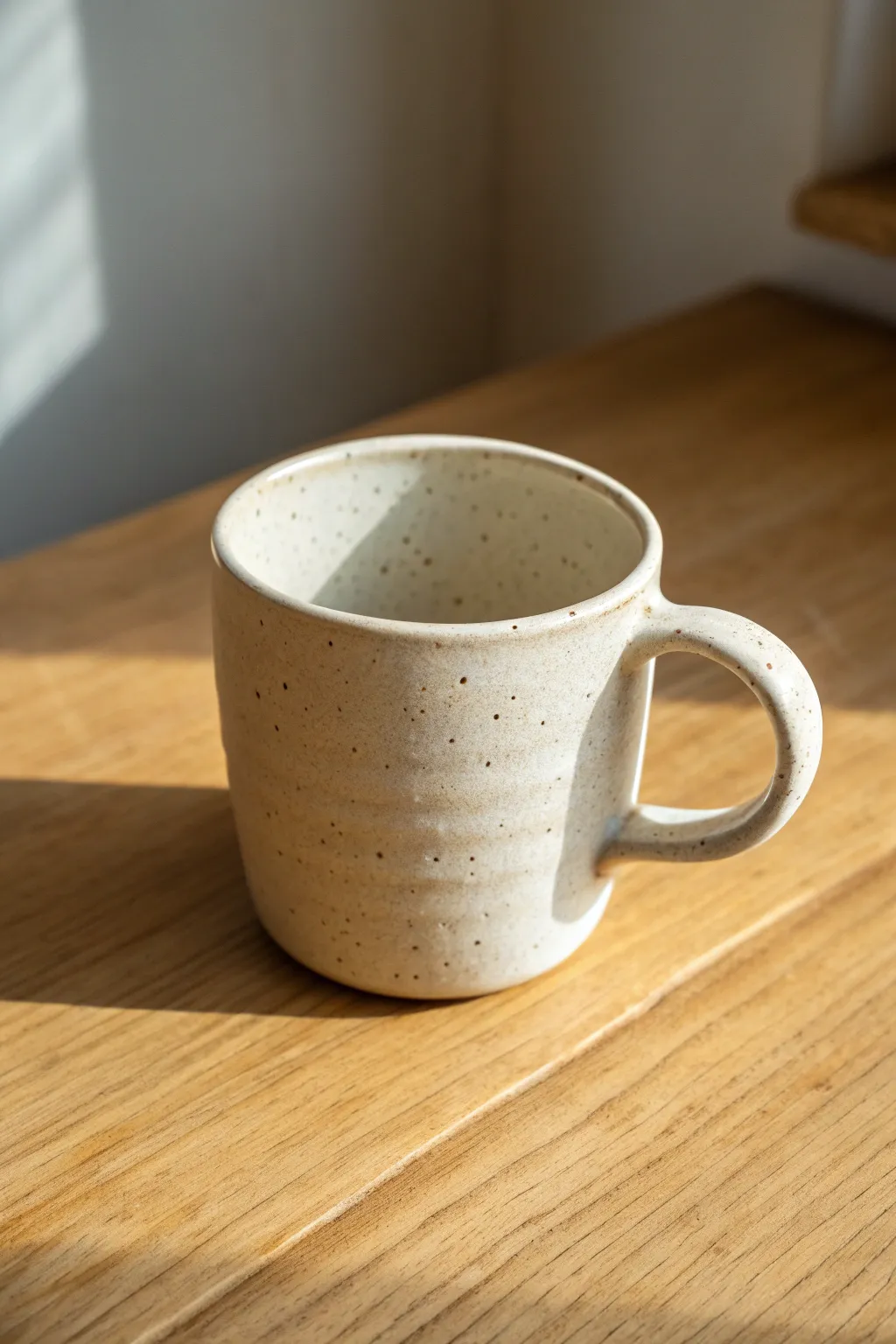Hollow thimble-style mug handle with a soft seam detail for a modern handmade look