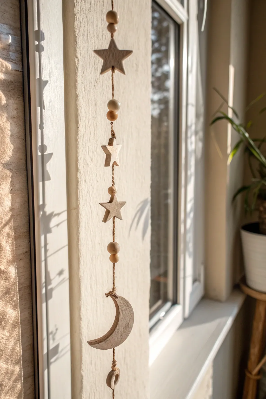 Dreamy clay moon and star garland for a soft, minimalist boho wall moment at home