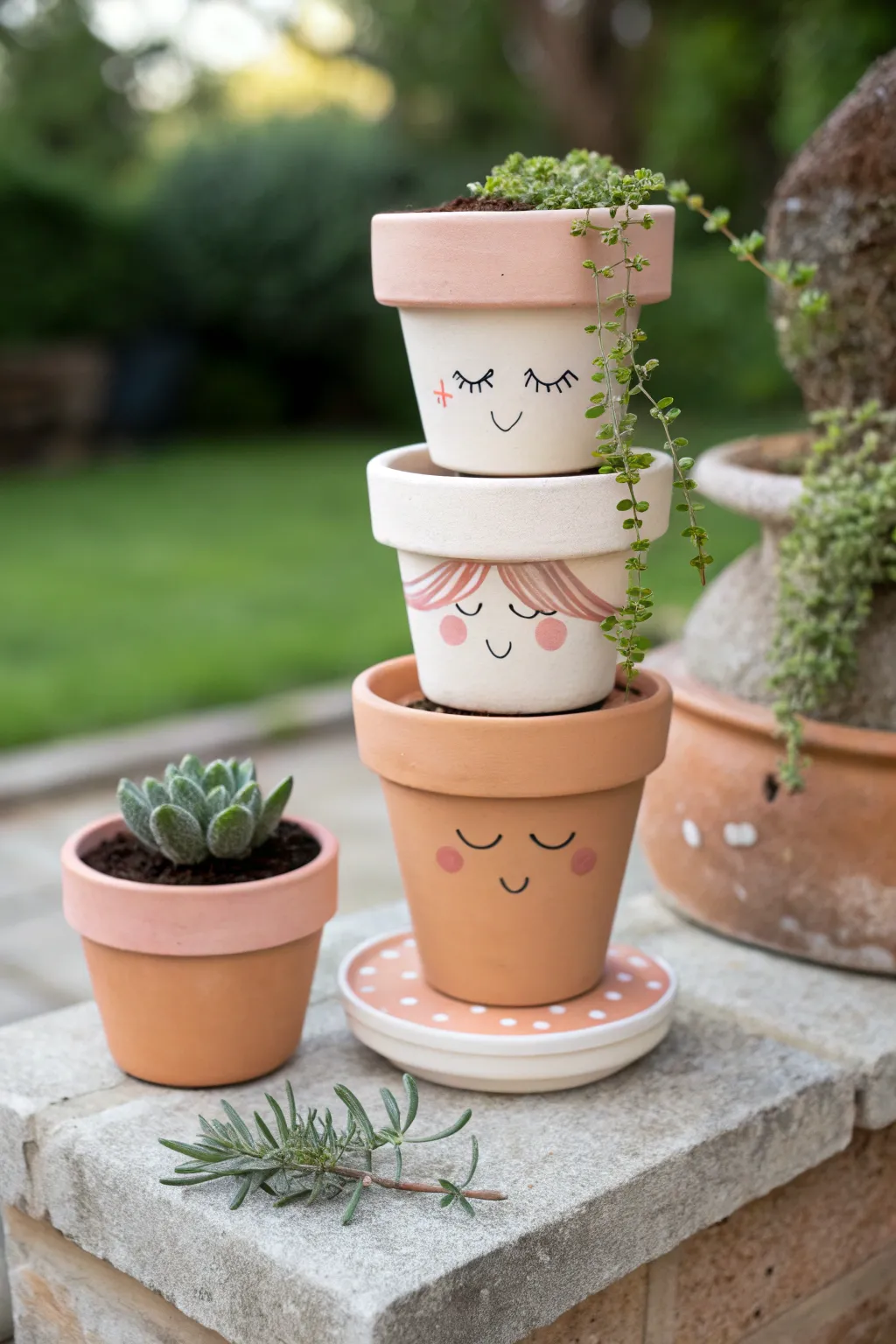 Sweet clay pot people planter family bringing minimalist boho charm to your garden corner