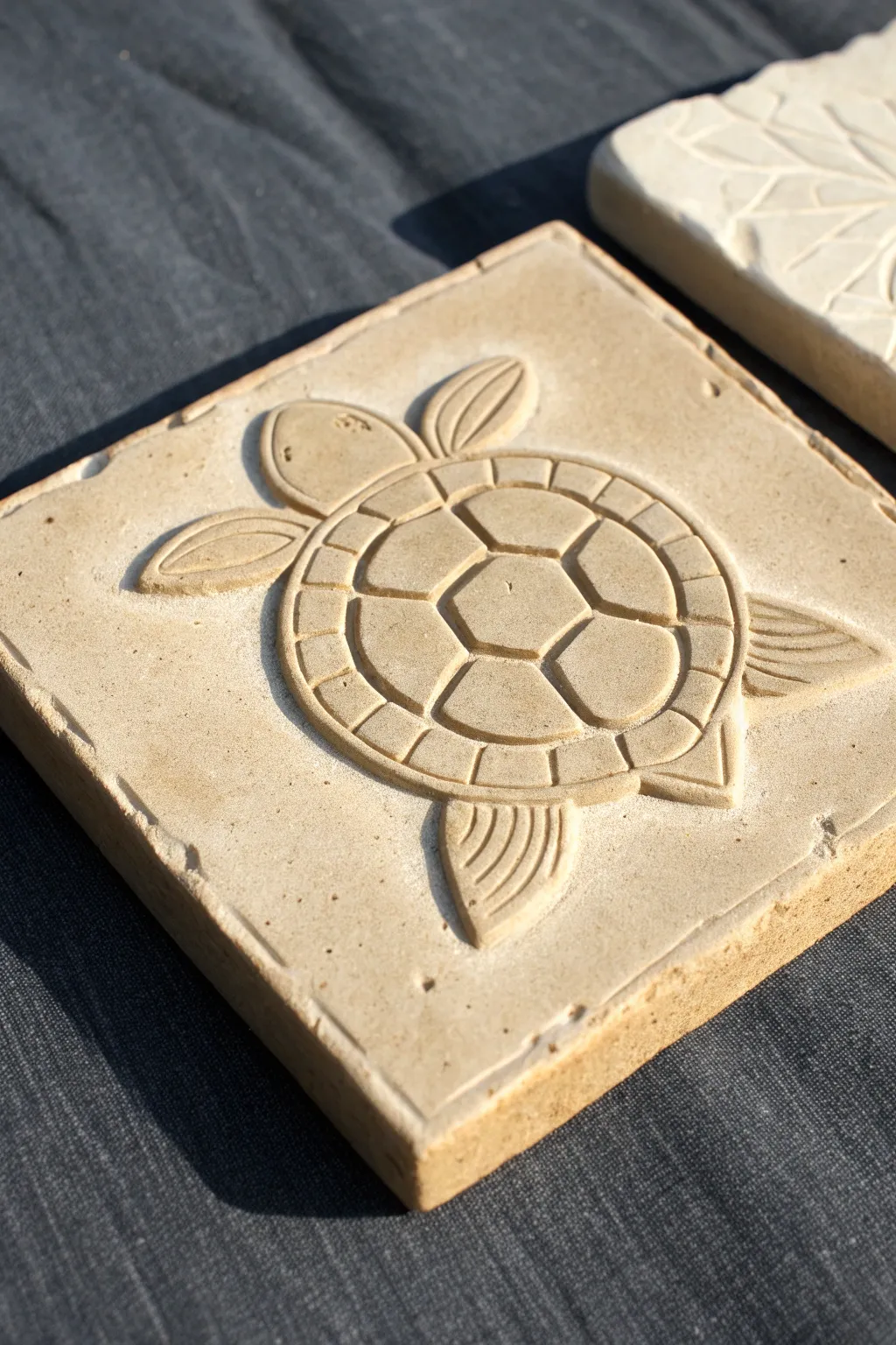 Minimal turtle shell relief tile in warm clay, a charming handmade accent with calm Scandinavian style.
