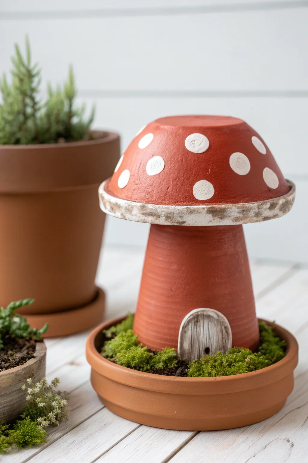 A minimalist mushroom house pot DIY that adds playful charm to any cozy garden corner