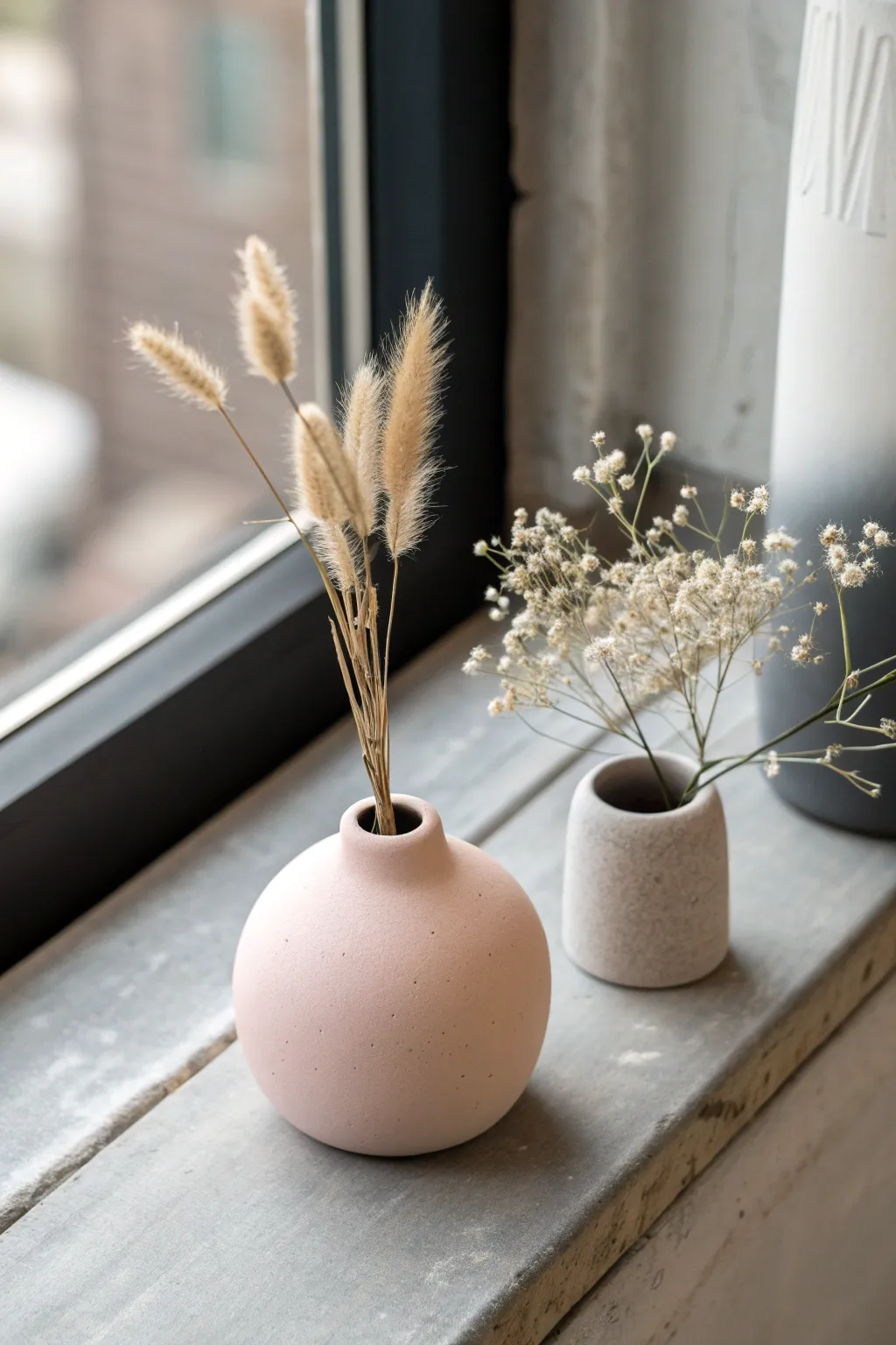 A tiny clay bud vase magnet turns a plain metal board into a soft, boho floral moment.