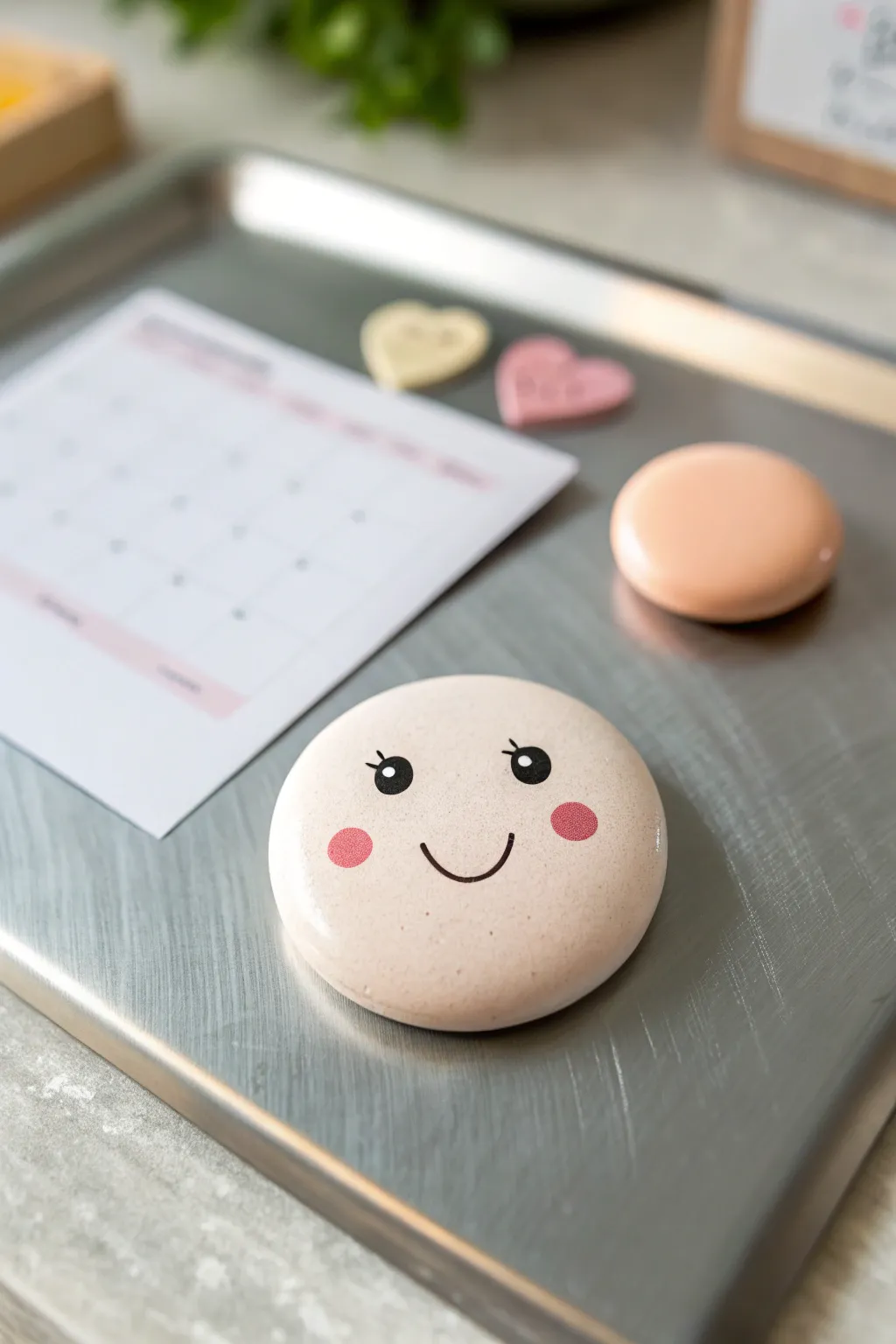 Cute air-dry clay face magnets in soft pastels, minimal and handmade for your fridge.