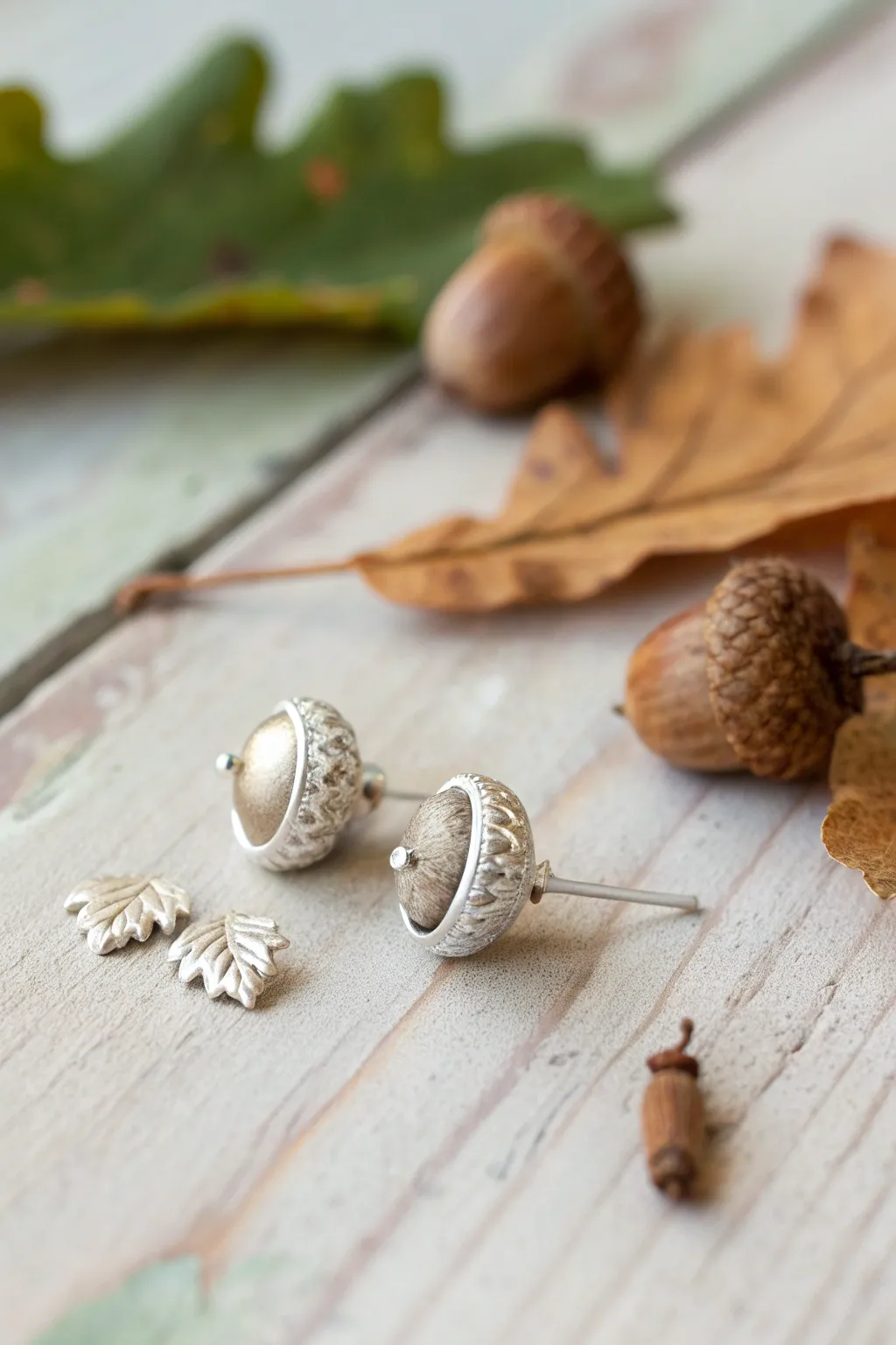 Acorn-cap inspired metal clay stud: a simple seed pod dome with earthy minimalist charm