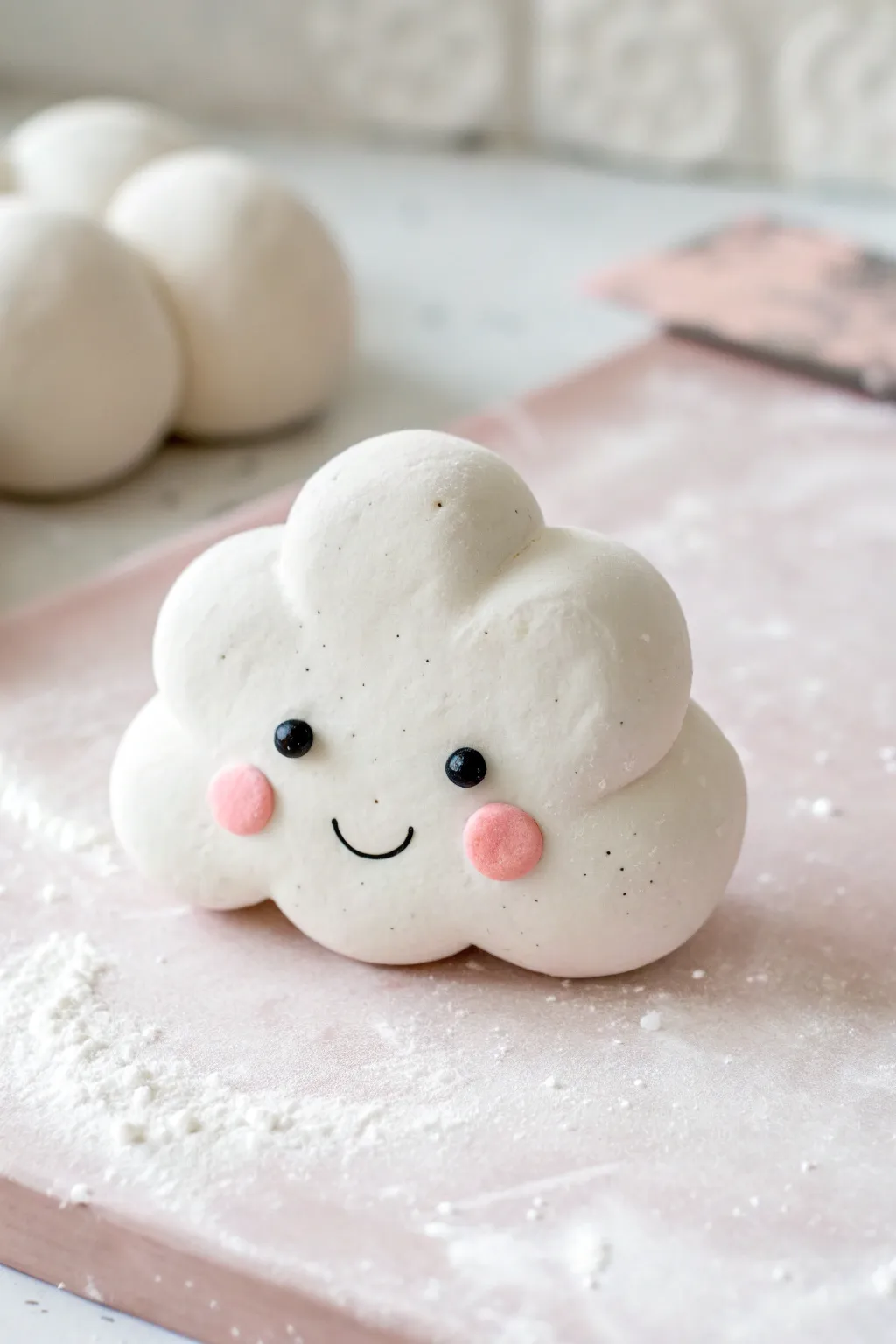 Sweet mini clay cloud with blush cheeks, a simple Scandinavian-boho sculpture idea to try.