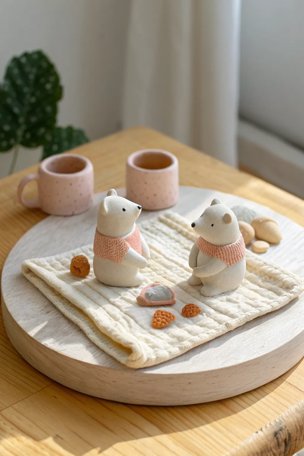 Make a palm-sized picnic diorama for two, a sweet minimalist clay date-night keepsake.