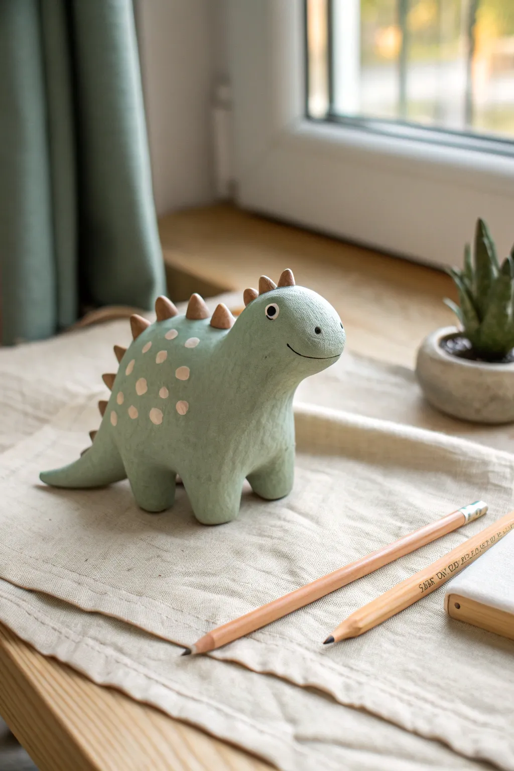 Chubby clay dino with stubby legs, beginner friendly and irresistibly cute on your shelf.