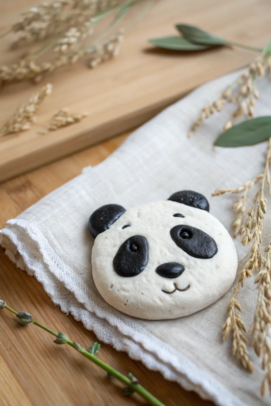 Cute panda face magnets in minimalist black and white, perfect for an easy clay DIY.