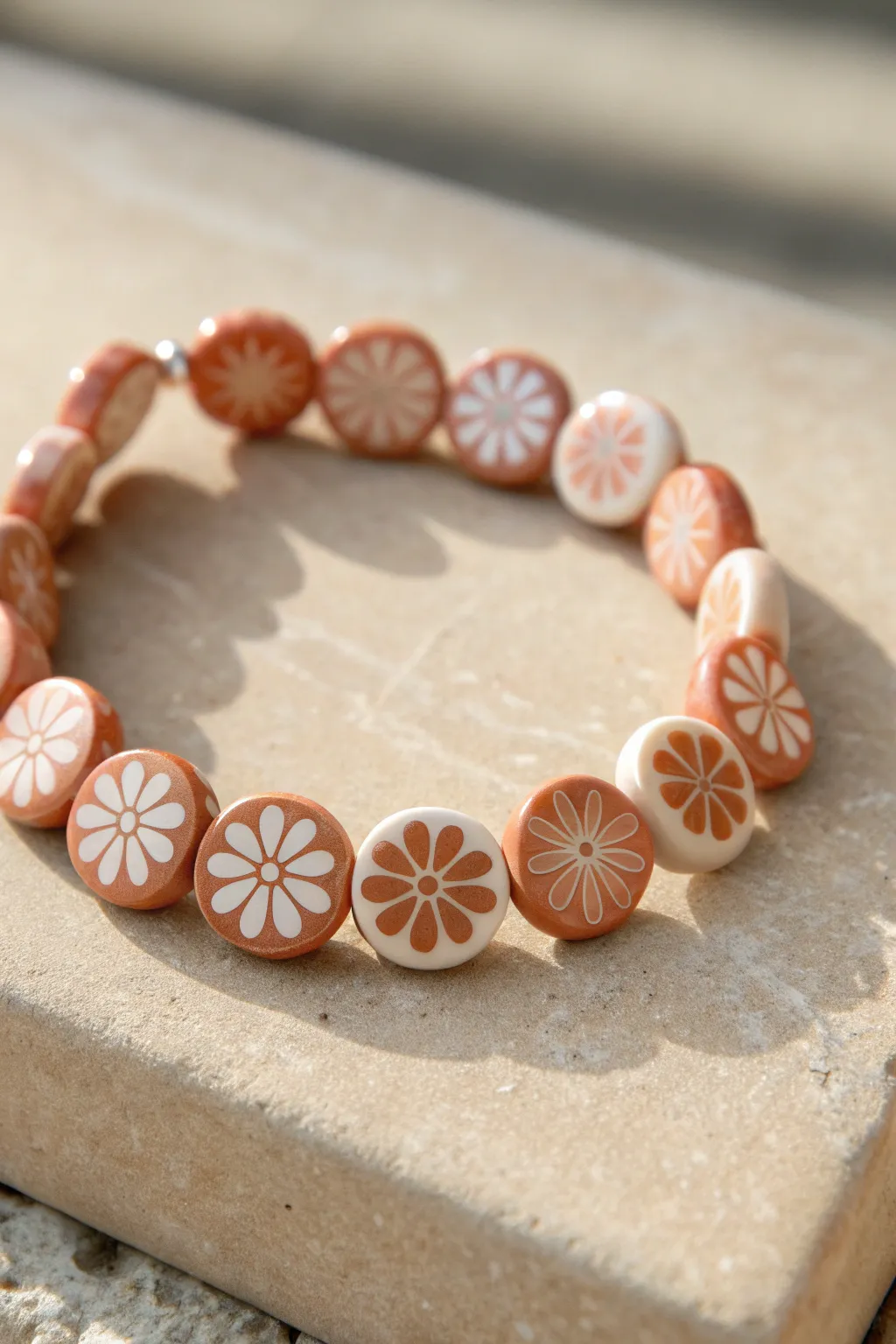Easy cane-slice beads make a chic patterned bracelet with minimal tools and maximum charm.