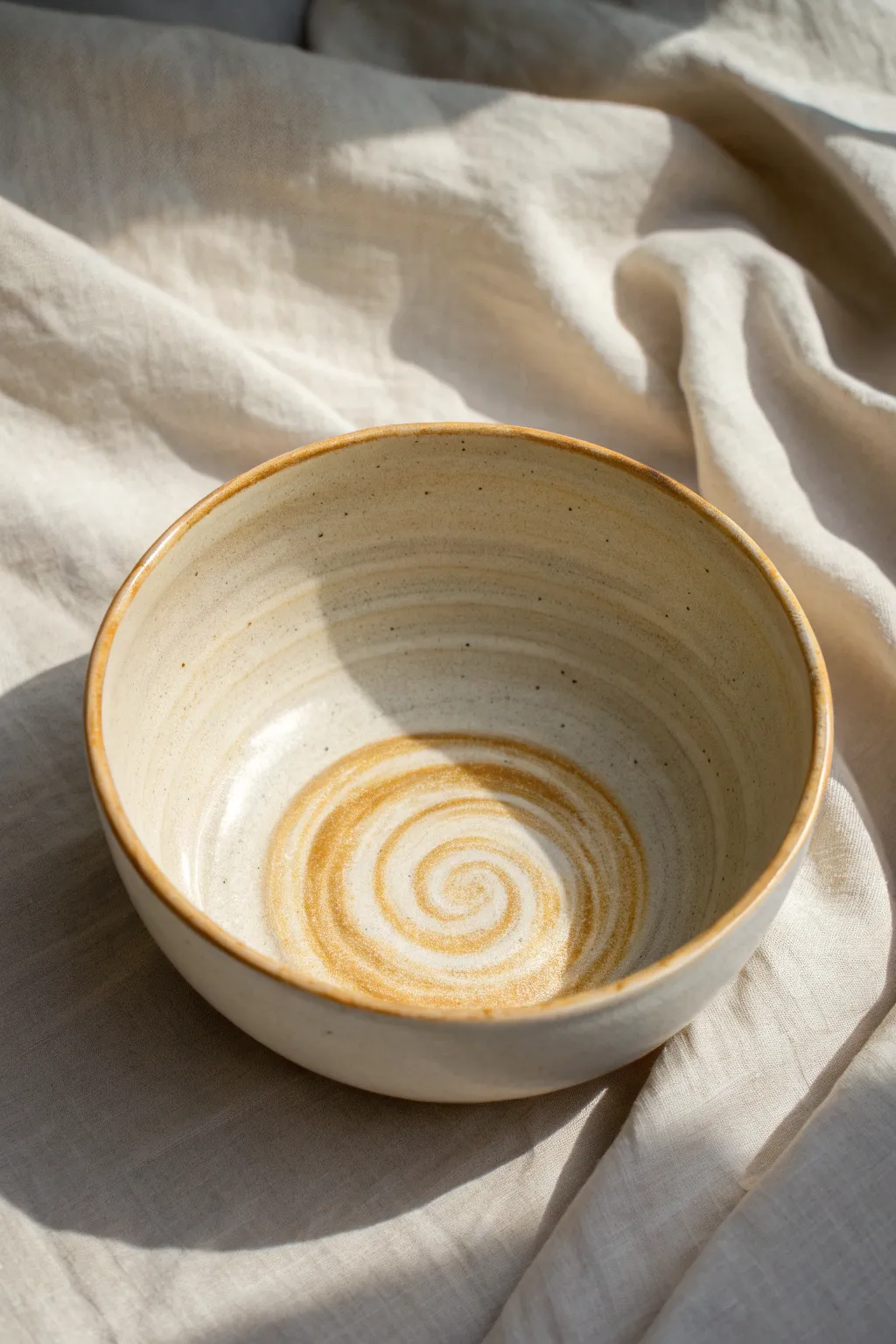 Soft two-tone marbled slip swirl bowl, minimalist outside and a dreamy interior reveal