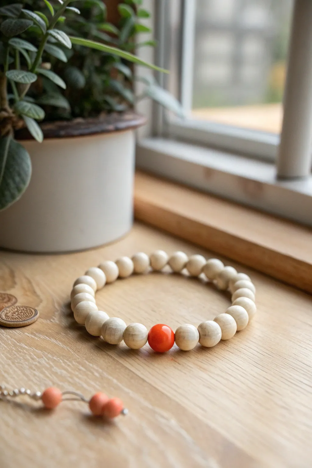 Minimal clay bead bracelet with one bold accent bead for an easy, modern pop of color.