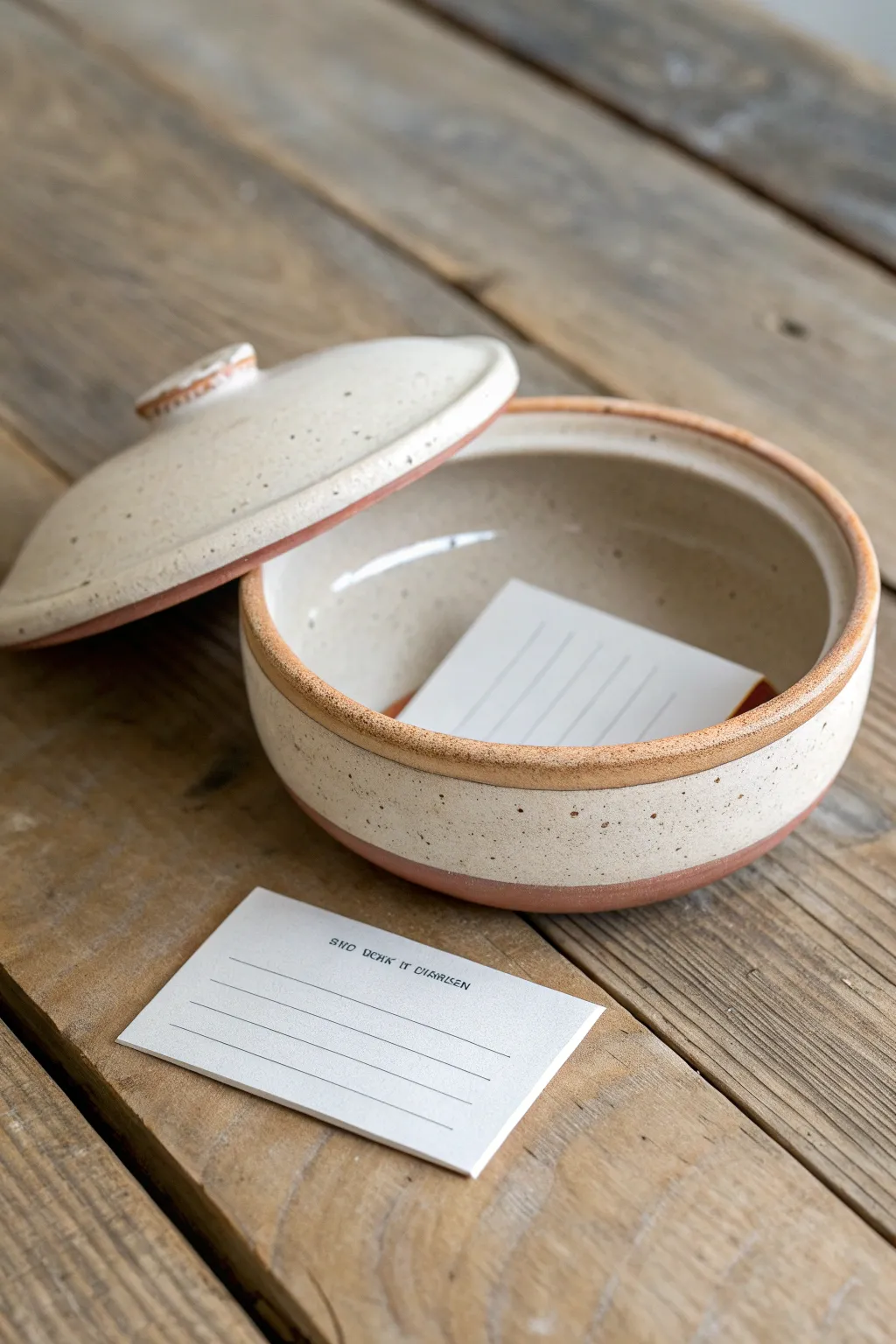 Tiny memory box dish to stash date tickets and notes, simple air dry clay charm.