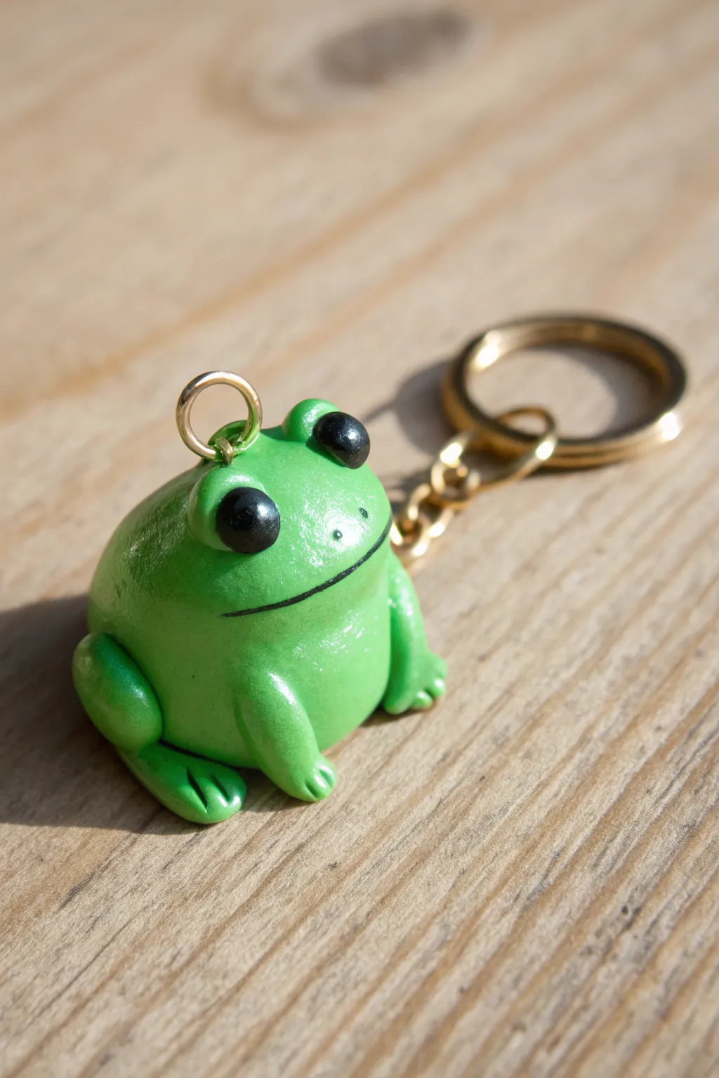 Meet Frog Buddy: a cute bright-green air dry clay keychain that adds playful charm to your keys.
