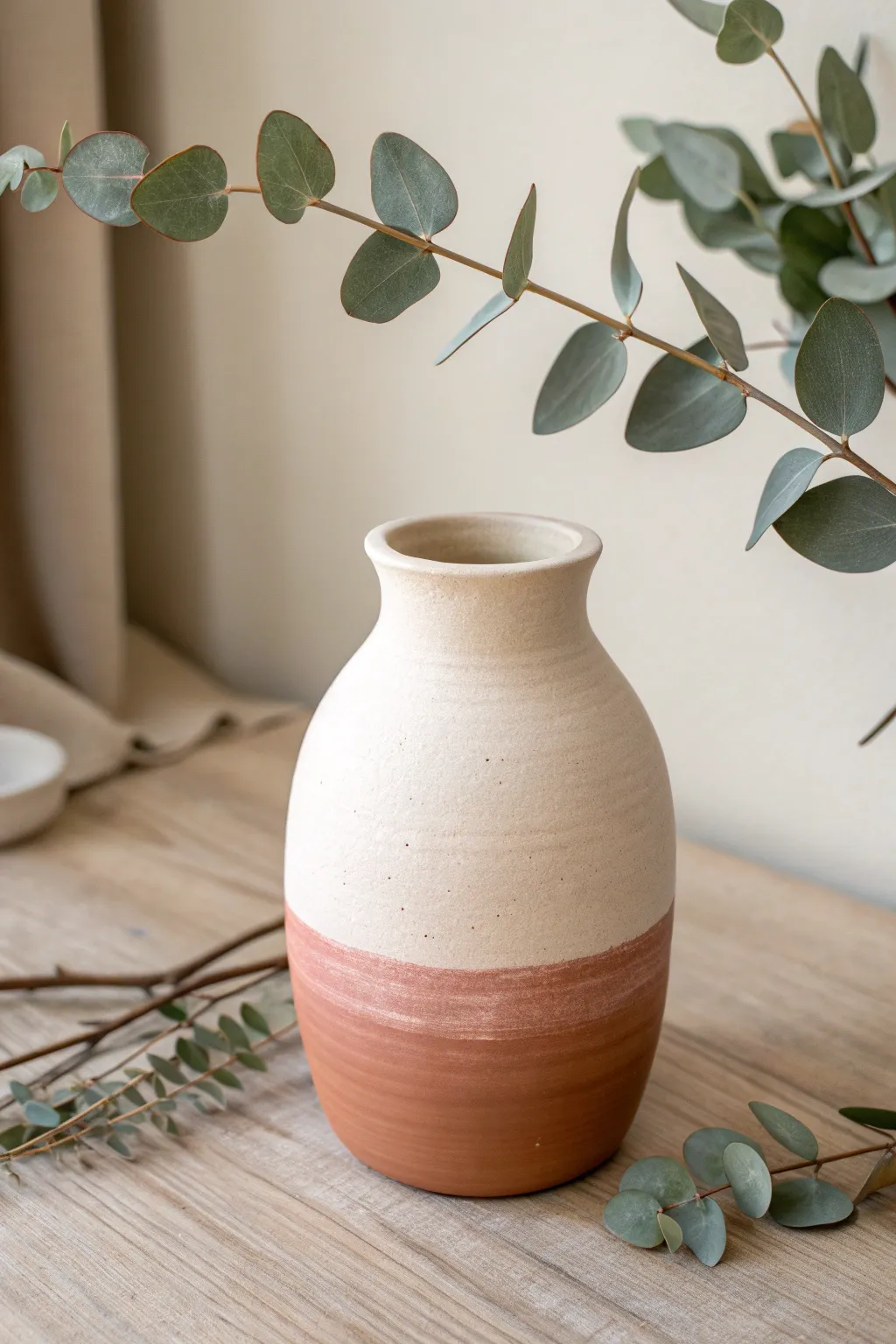 Two-tone dip glaze vase with a crisp line and a single stem for effortless minimal style