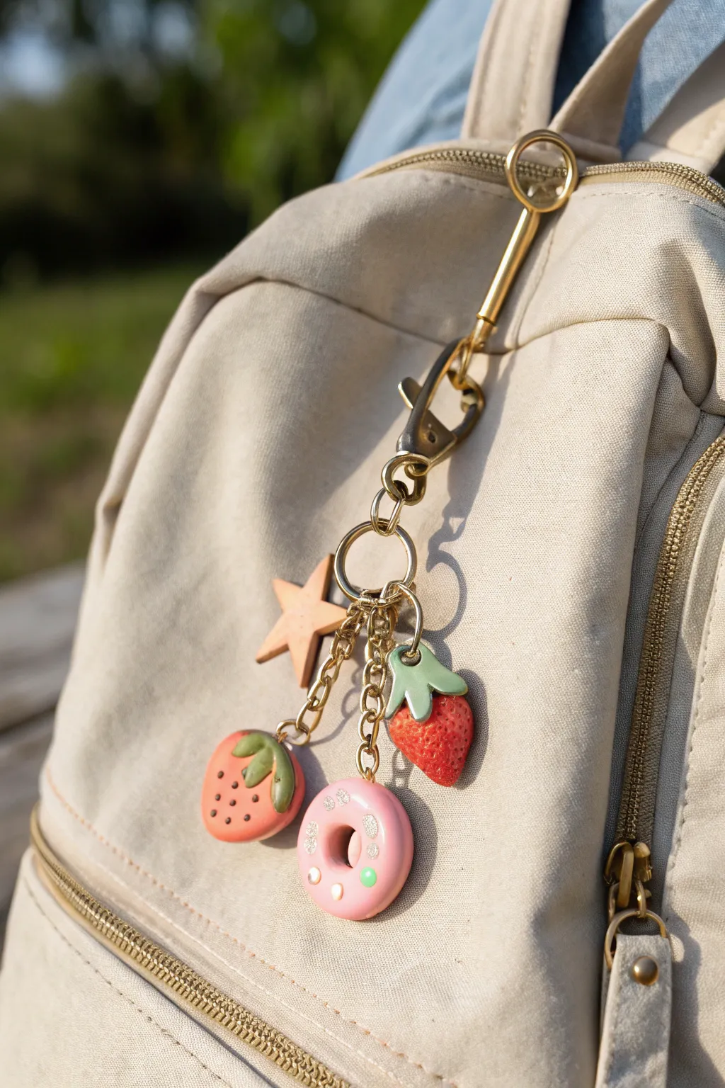 Tiny clay charm cluster for zipper pulls, minimalist boho colors and sweet handmade shapes