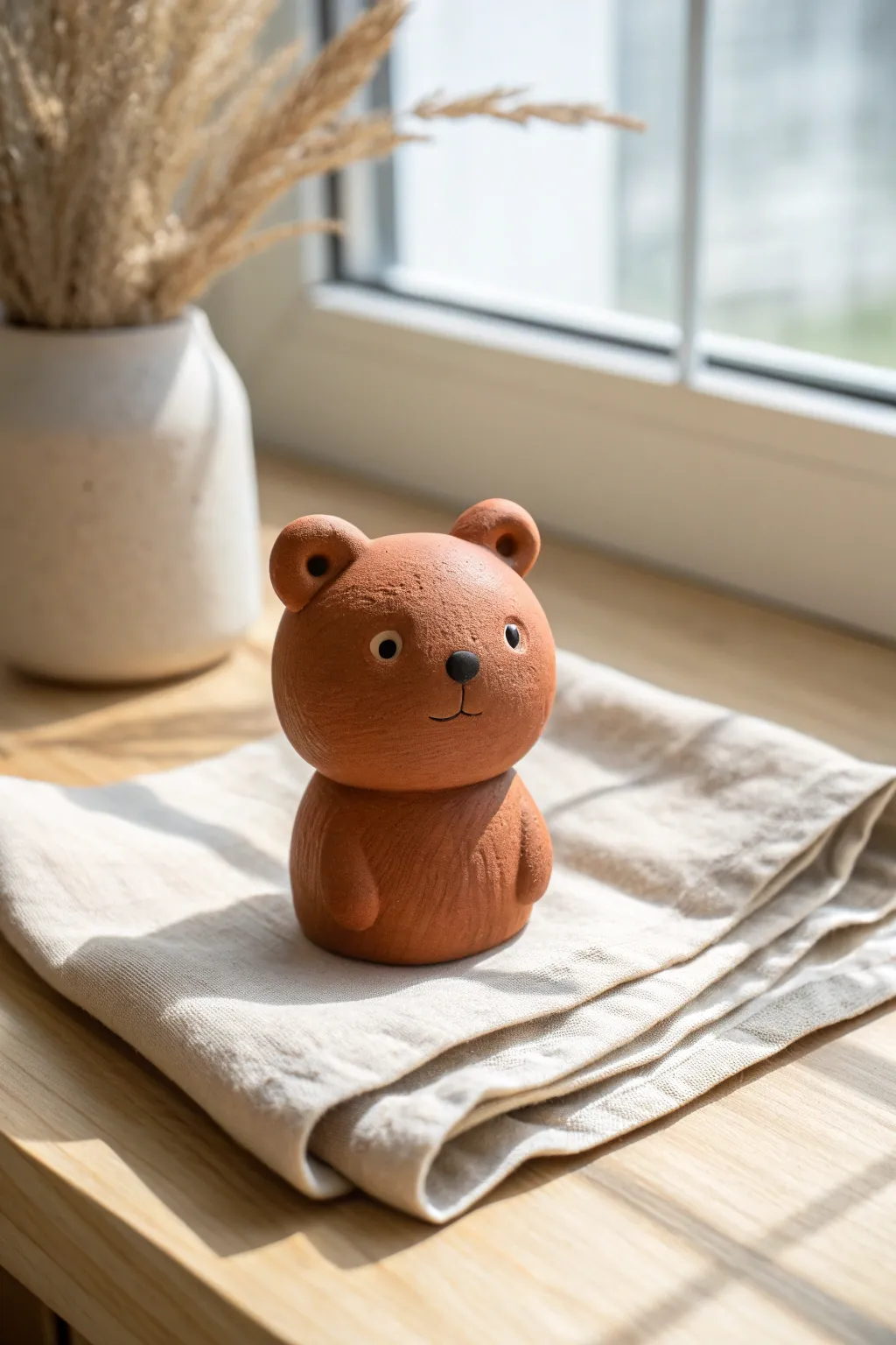 Make a cute round clay bear from simple shapes, an easy beginner animal buddy for your first set