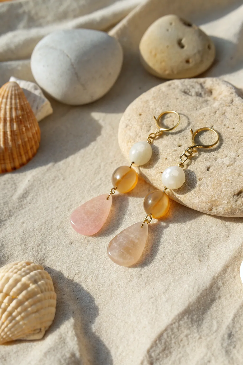 Jelly-glow polymer clay drops paired with matte studs for a soft, modern Scandinavian look.