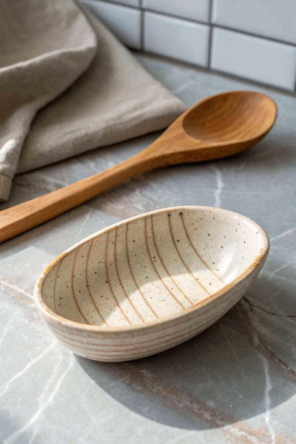 A simple handmade clay spoon rest that adds calm, cozy charm to everyday cooking