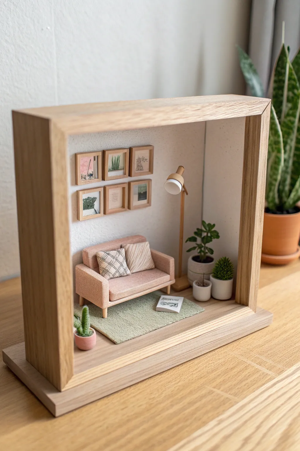 Mini clay room shadow box in soft tones, a thoughtful handmade gift with clean, cozy vibes