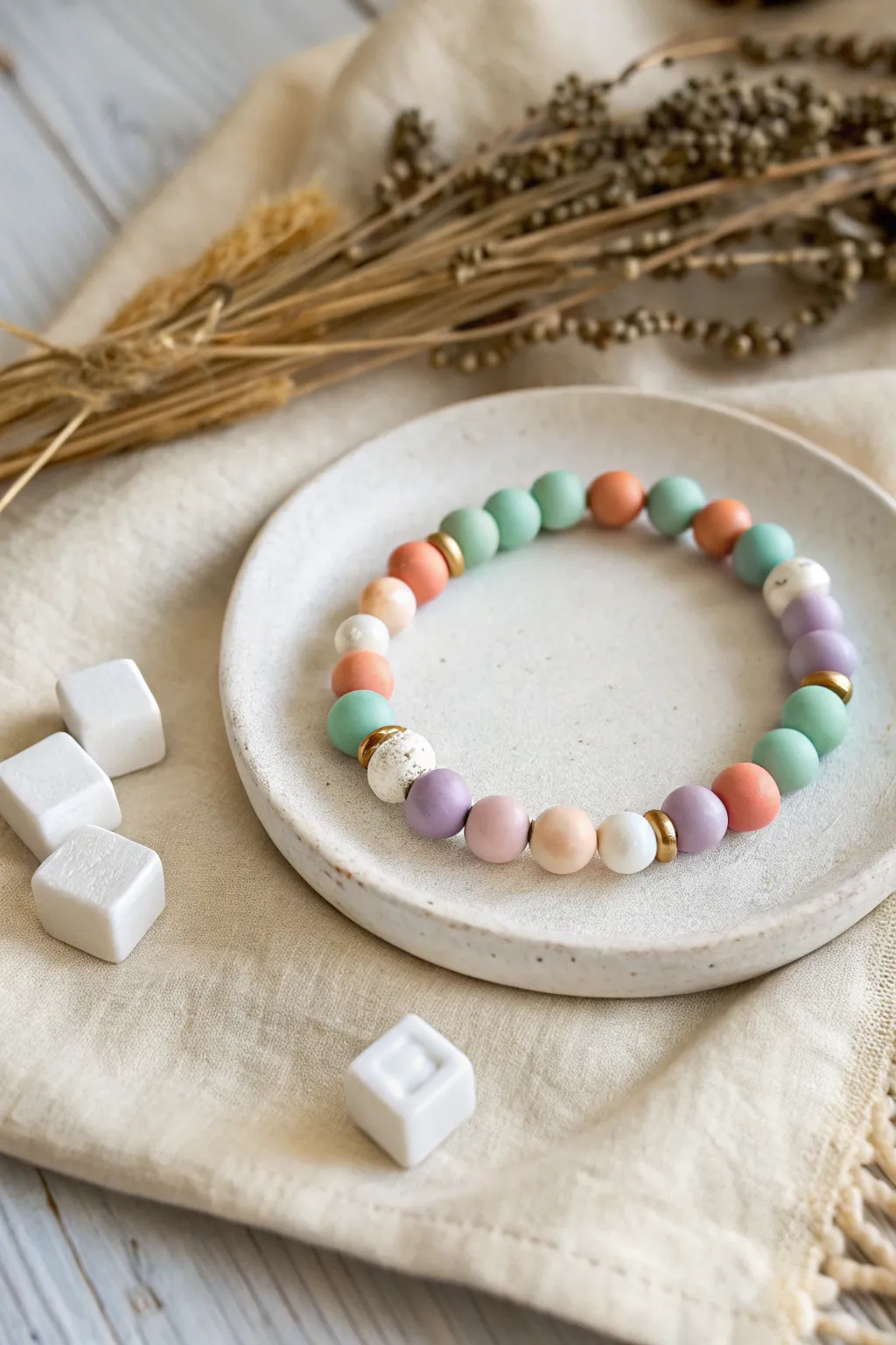 Disney-inspired pastel clay bead bracelet with star charm, movie-quote vibes without words.