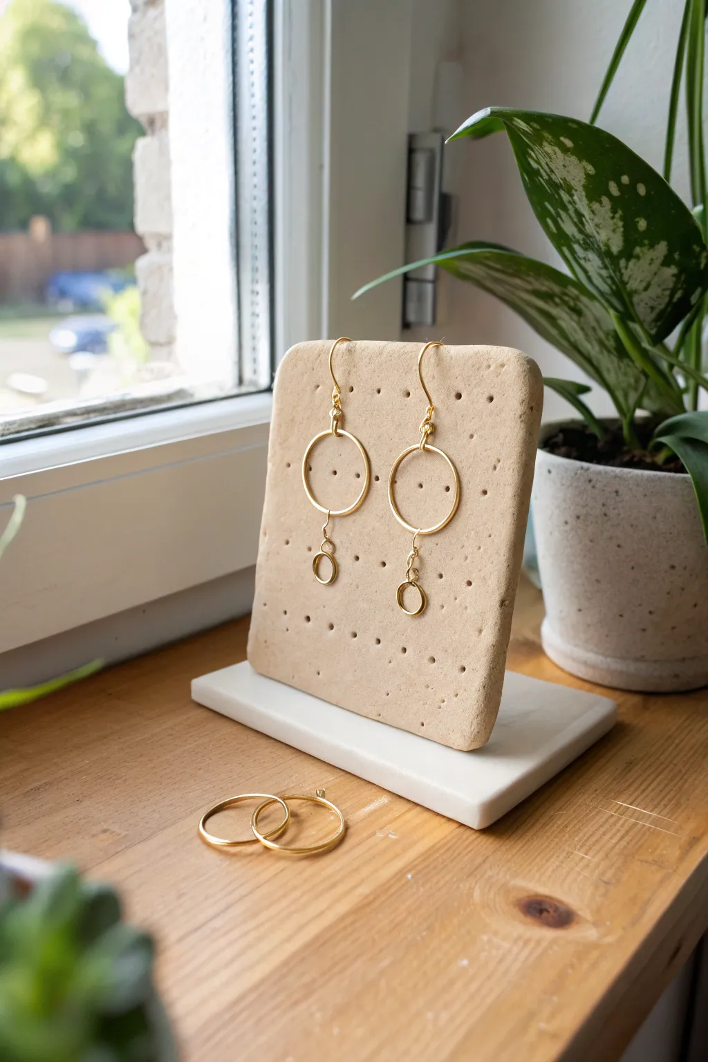 Minimal air-dry clay earring tile, a beginner-friendly way to display and organize your favorites