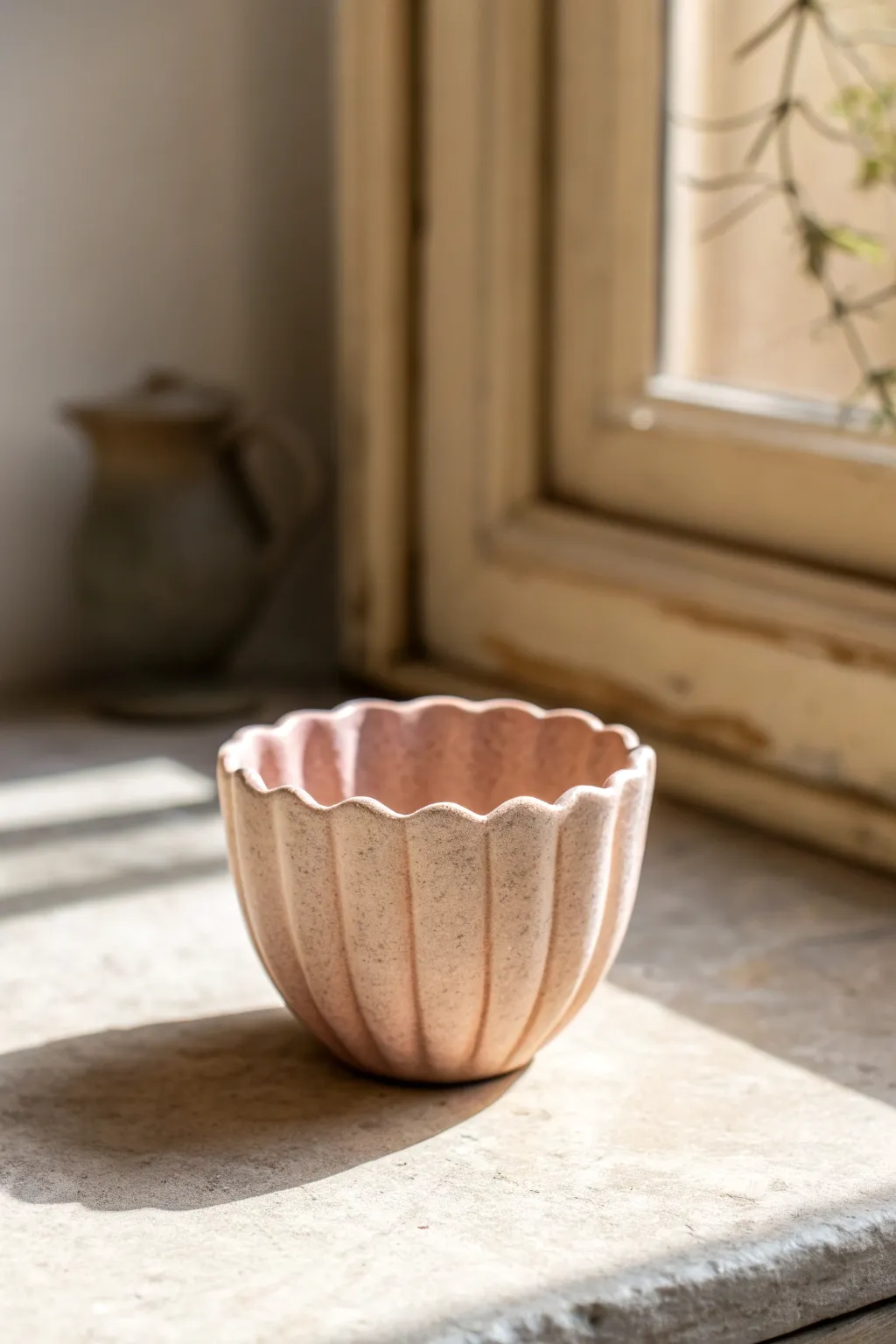 Fluted rim flower cup in soft glaze - simple, handmade charm with a modern Nordic feel.