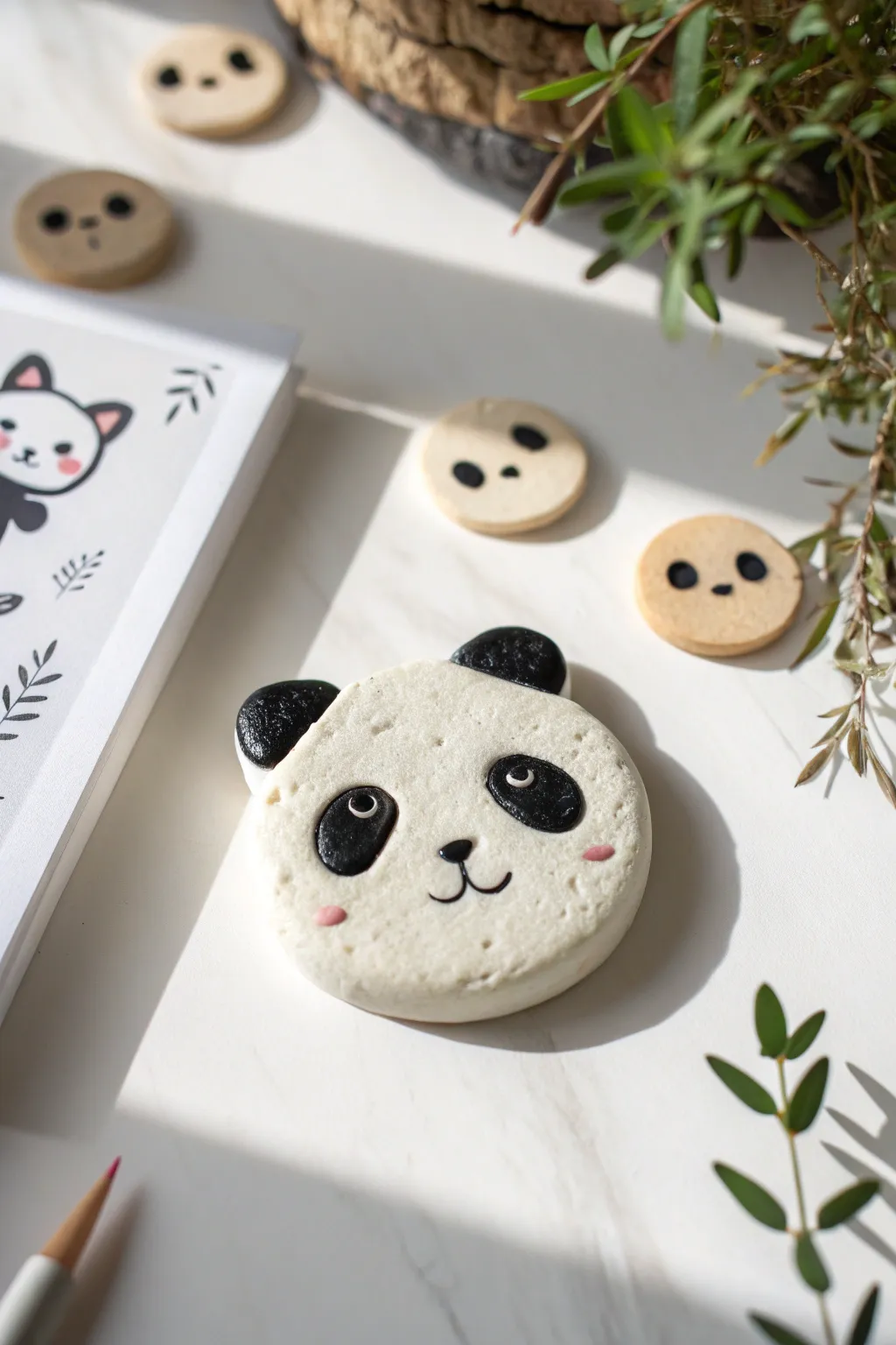 Minimalist clay animal face magnets in soft Scandinavian tones, perfect for an easy DIY.