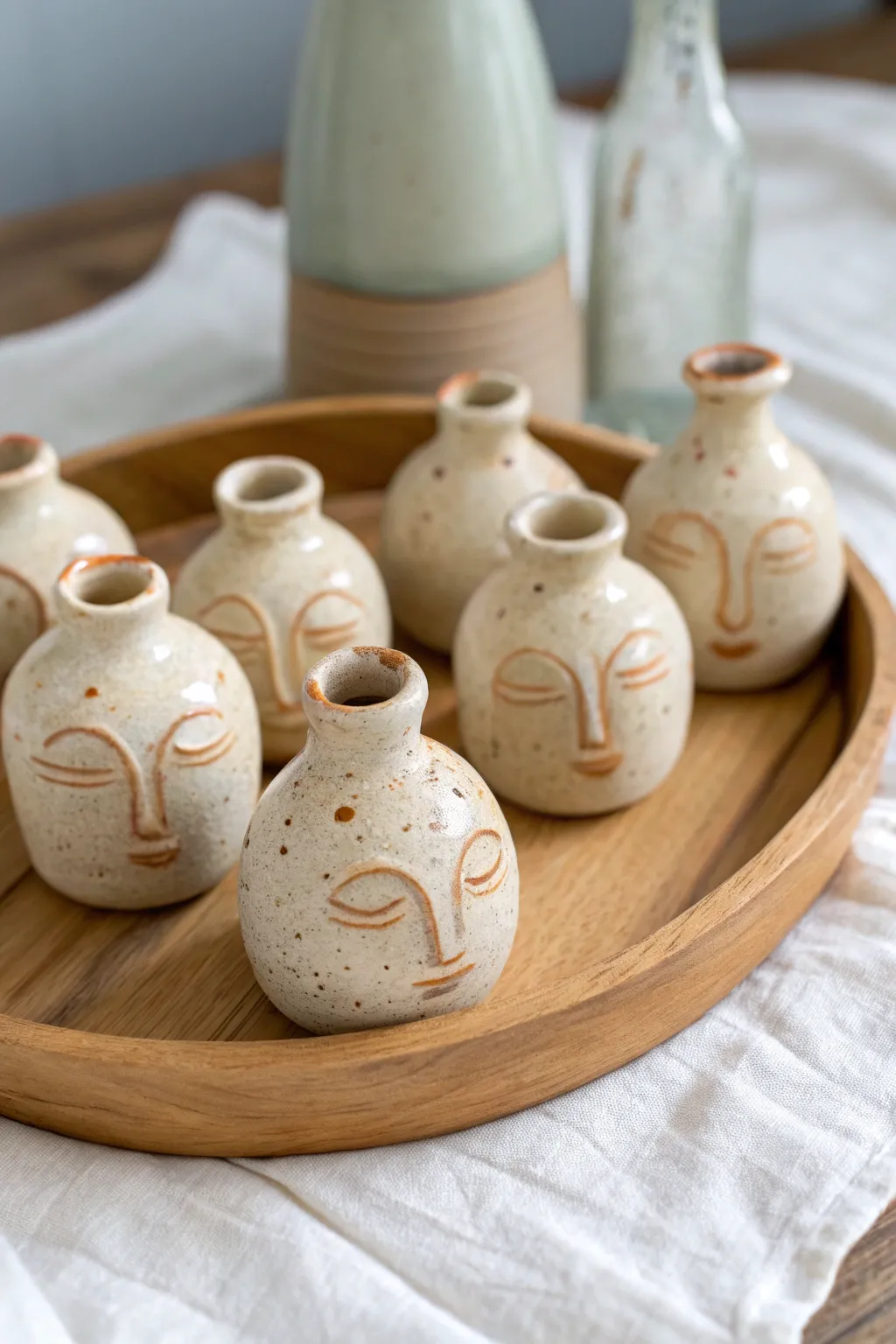 Mini face jugs with playful expressions, a cozy handcrafted set for simple pottery inspiration