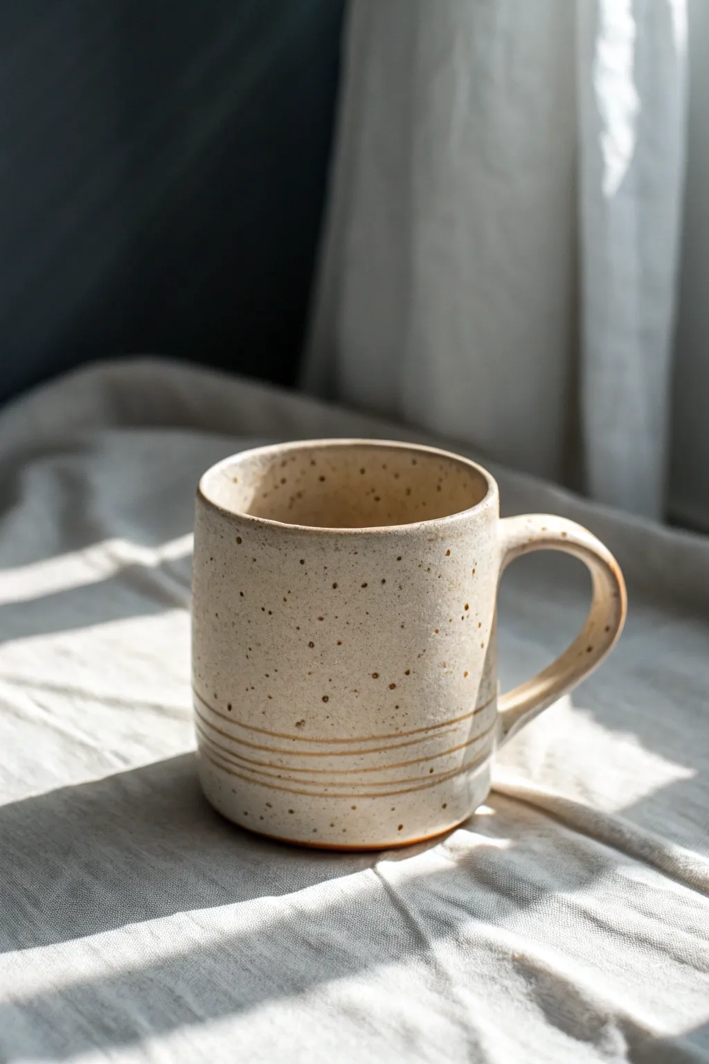 Raised slip dots and looping lines add texture, shadow play, and handmade charm.