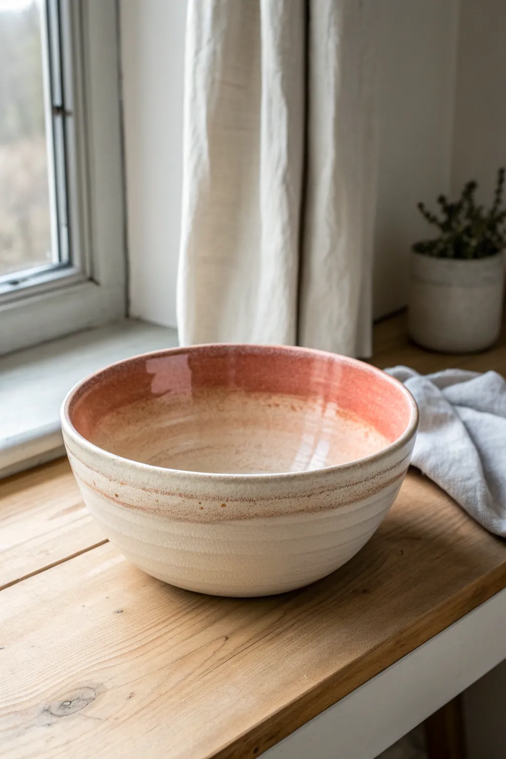 Soft ombre fade wash bowl idea with a simple gradient glaze for a calm Scandinavian boho vibe.